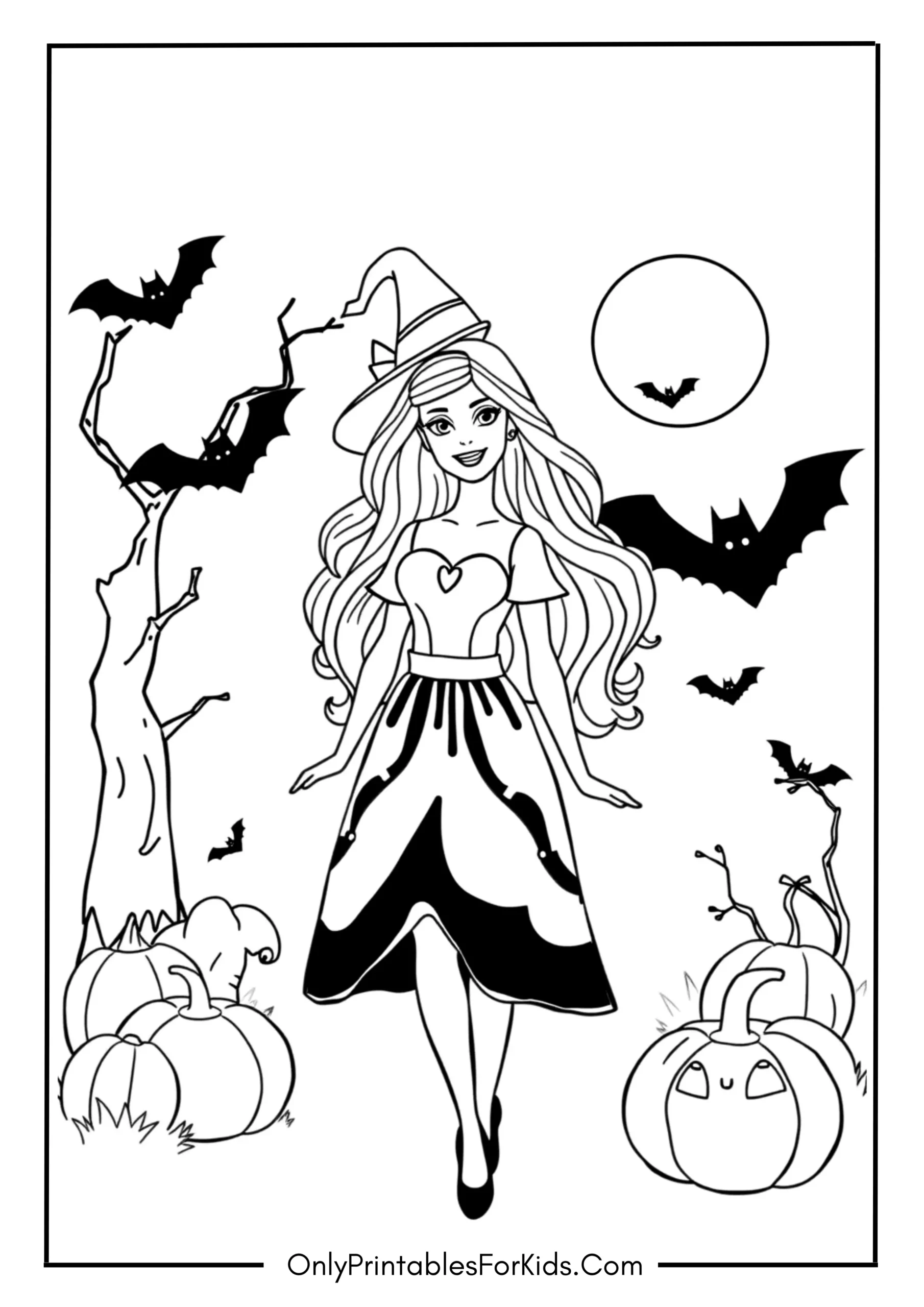 Barbie Halloween Coloring Page