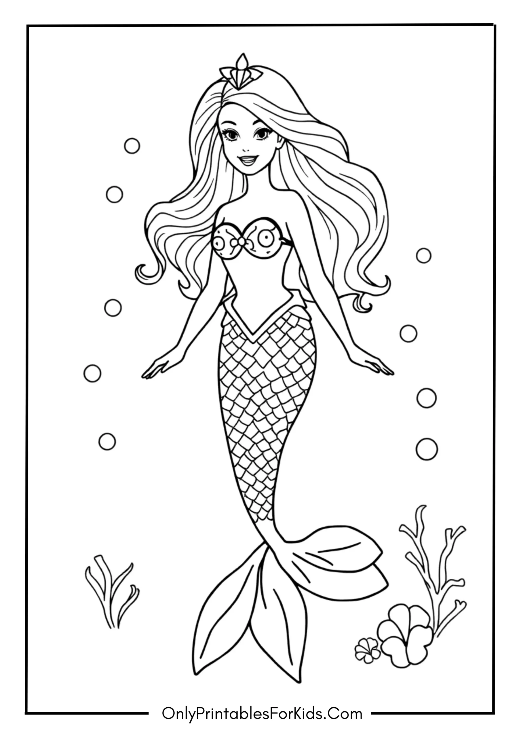 Barbie Mermaid Coloring Page