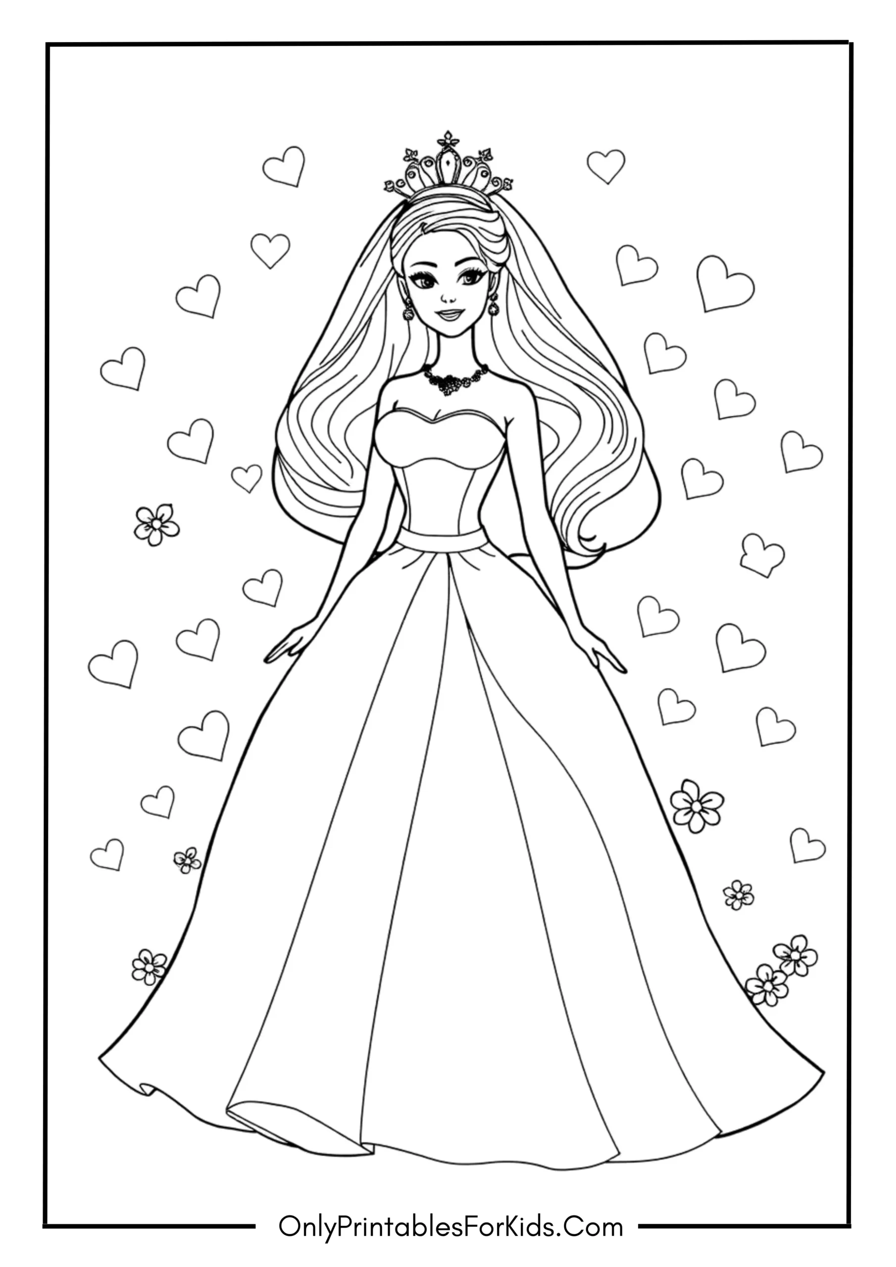 Barbie Wedding Coloring Page