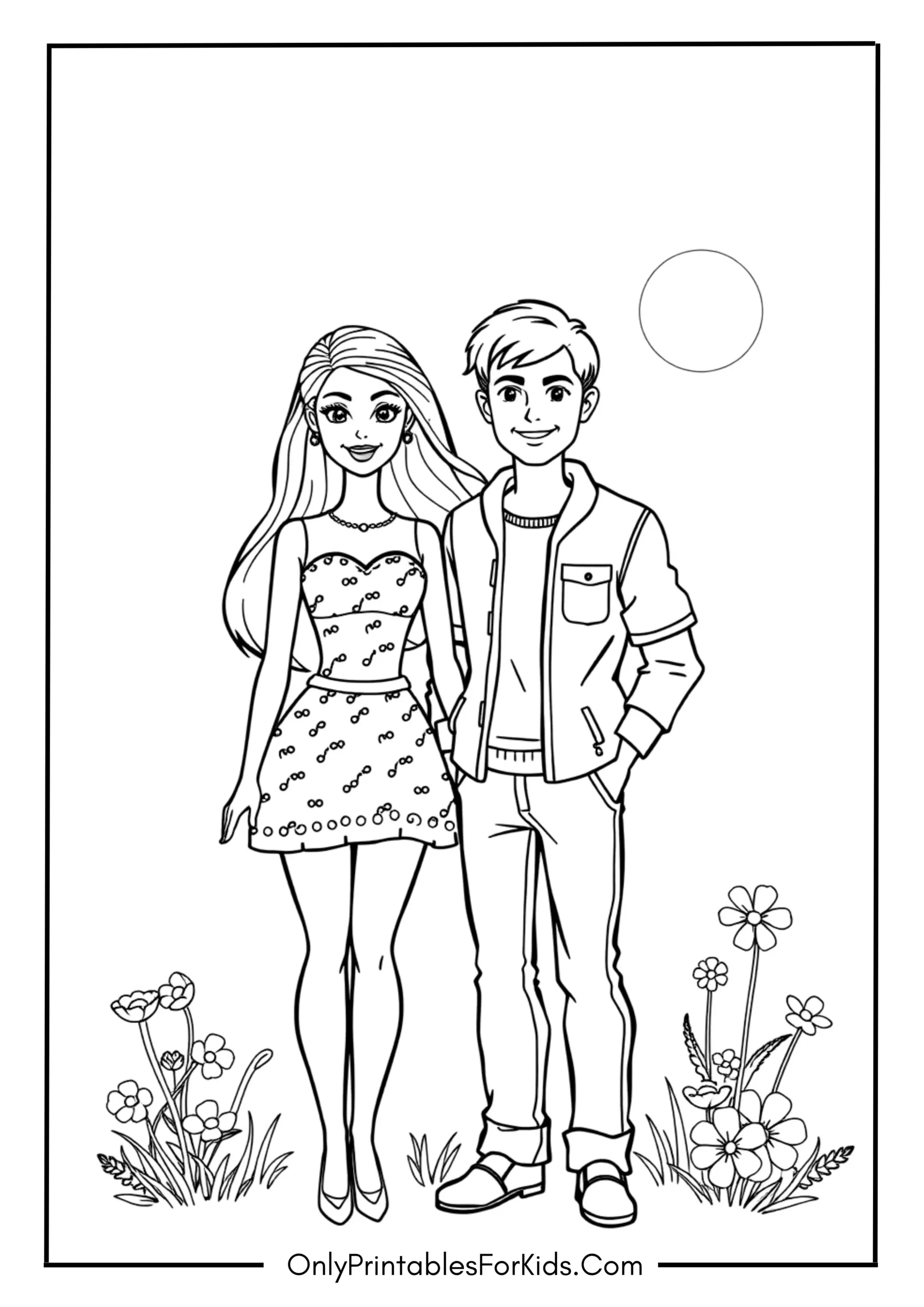Barbie and Ken Coloring Page