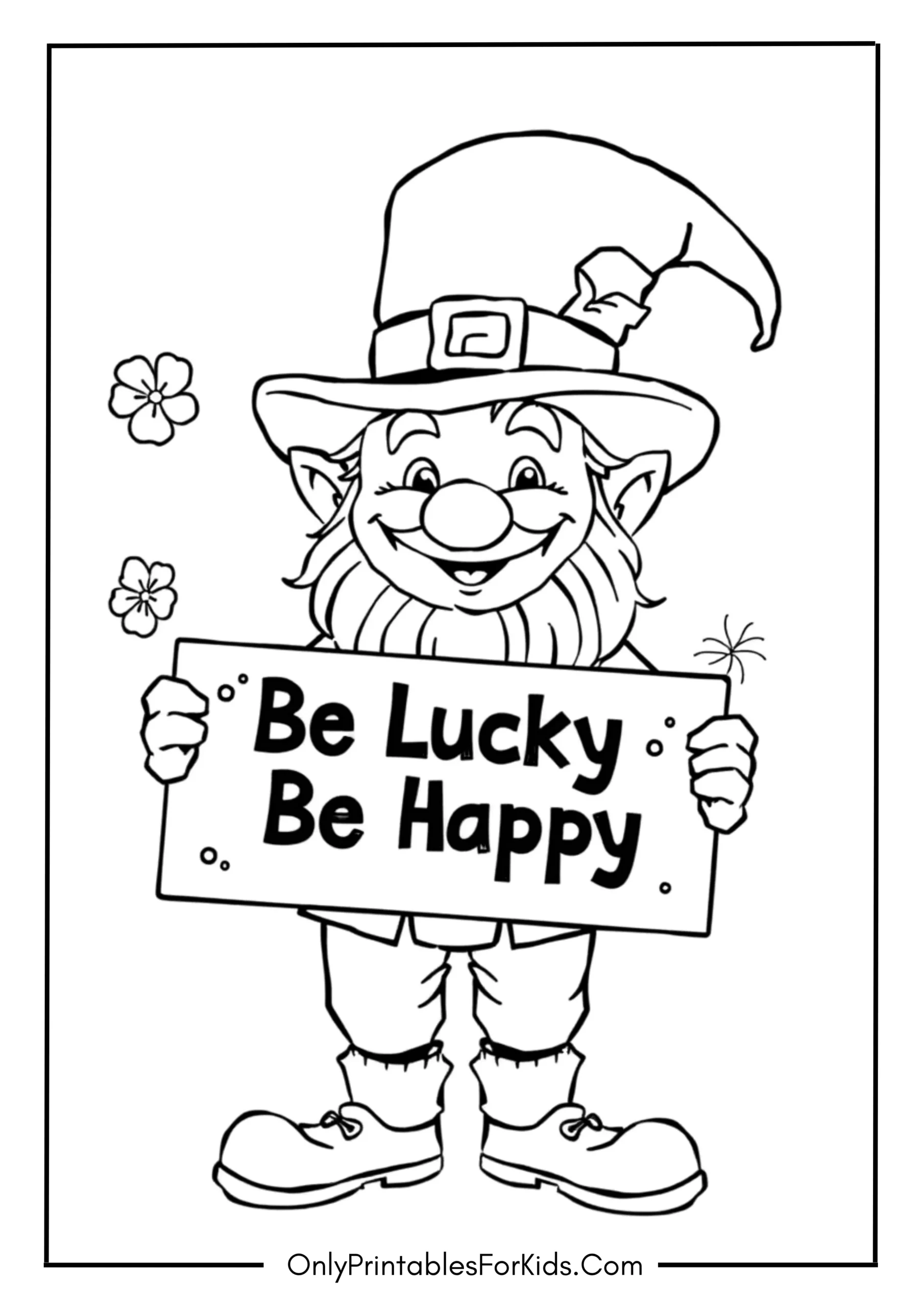 Free St. Patrick’s Day Coloring Pages for Kids 19 Be Lucky, Be Happy Page