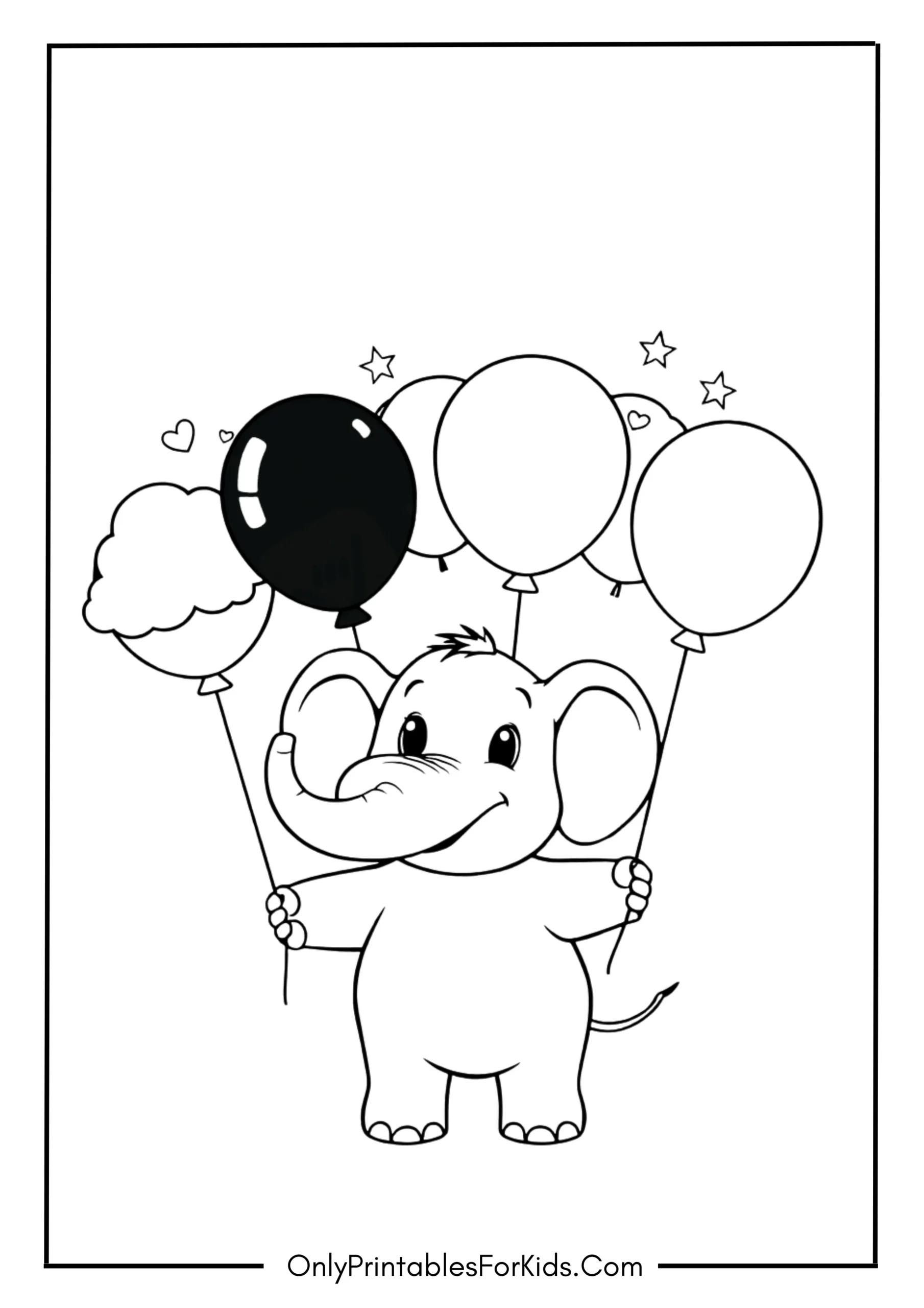 Cartoon Elephant With Balloons