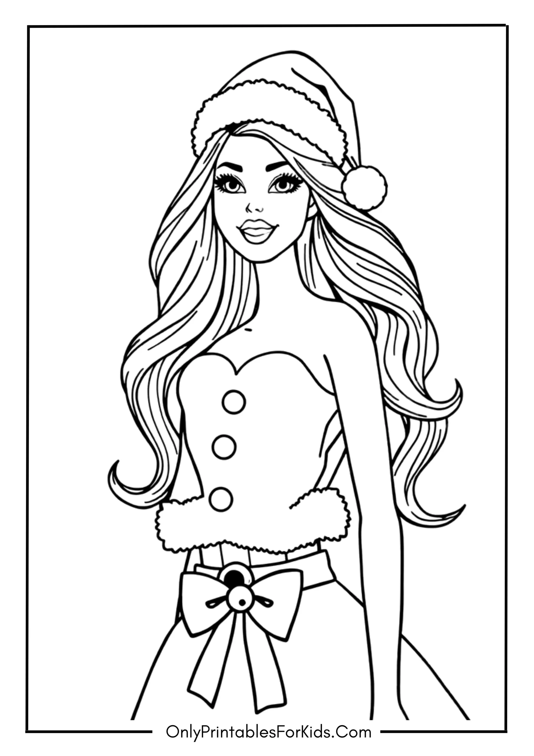 Christmas Barbie Coloring Page