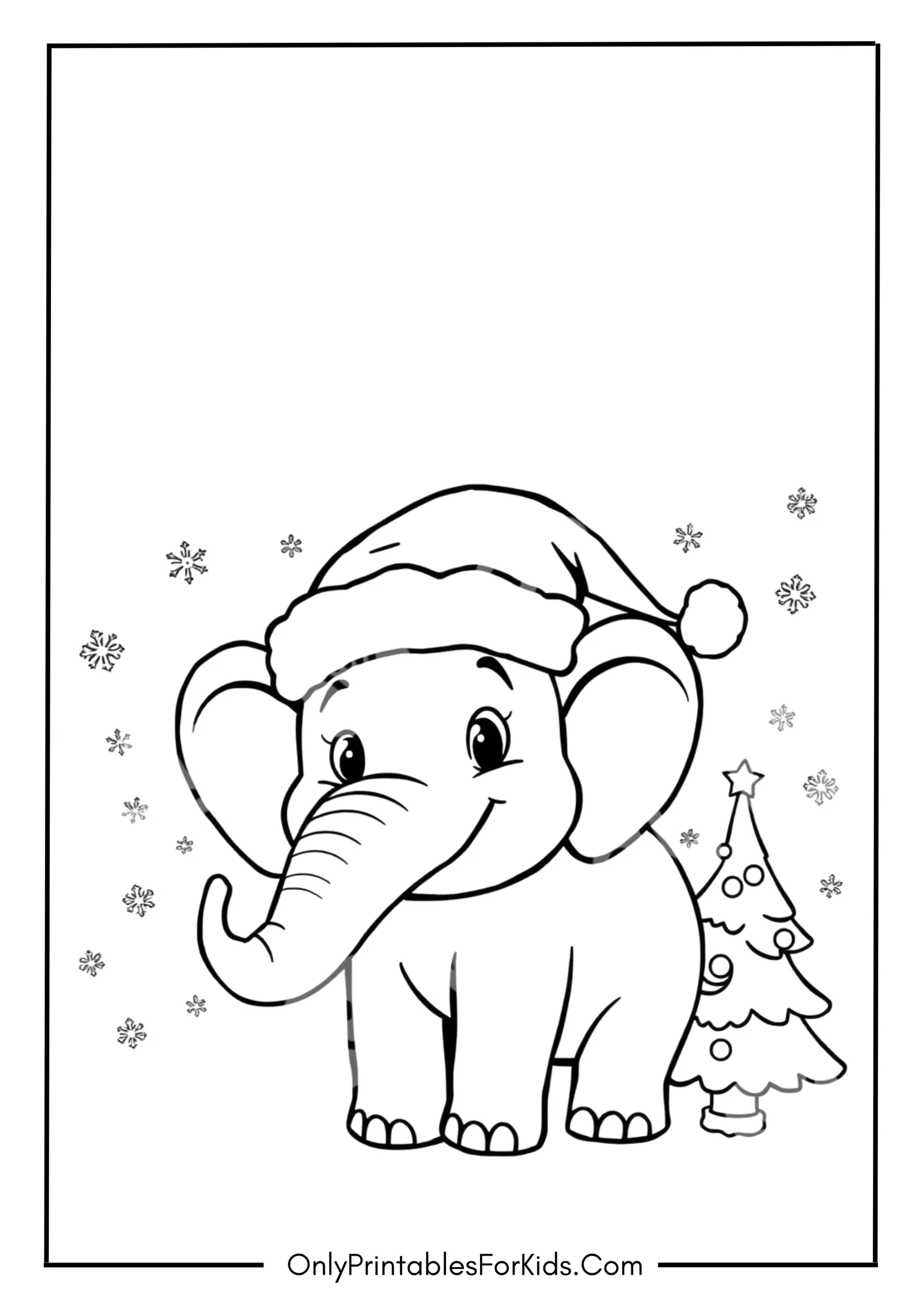 Christmas Elephant With Santa Hat