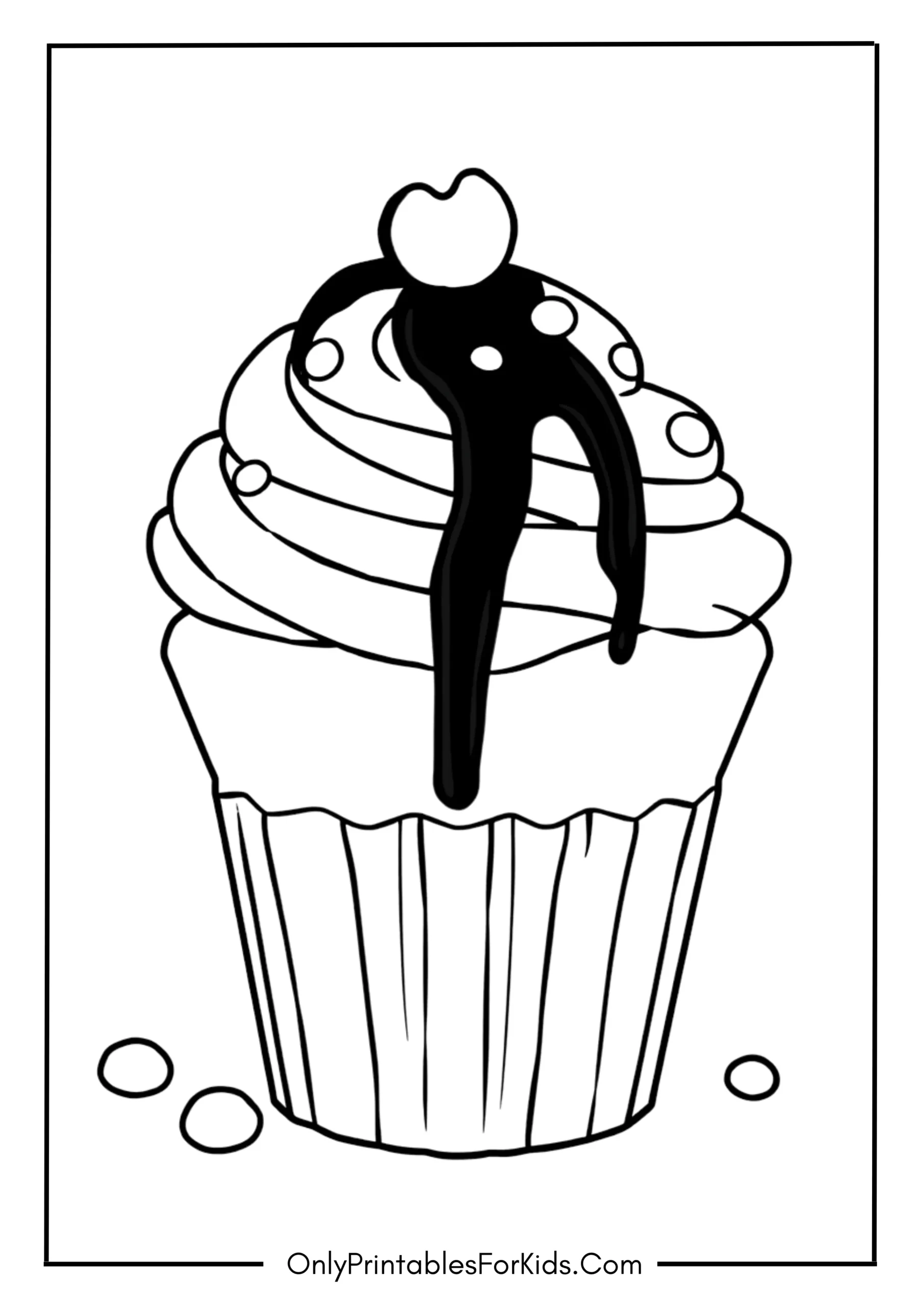 Cupcake with Chocolate Drizzle