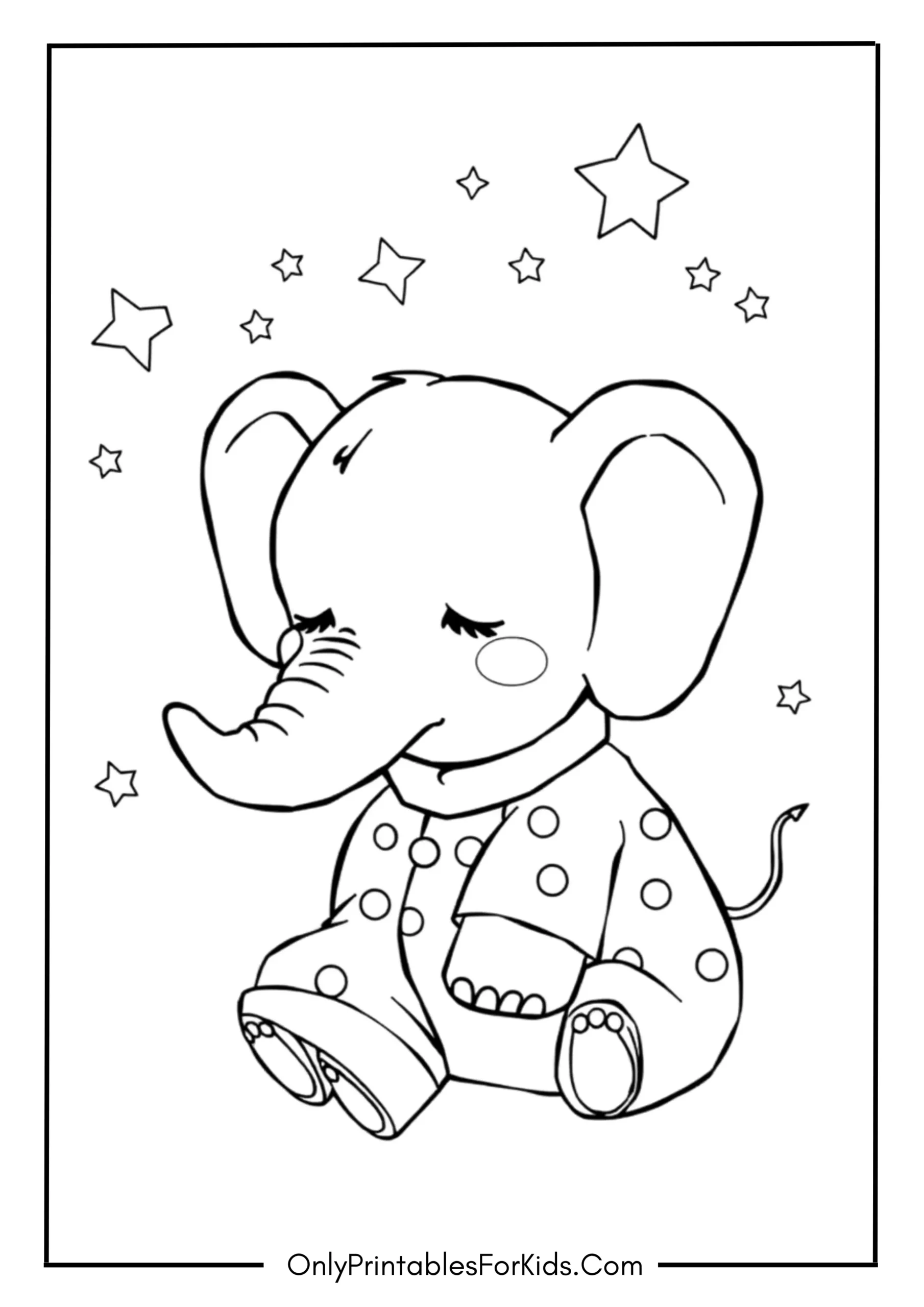 Cute Baby Elephant In Pajamas