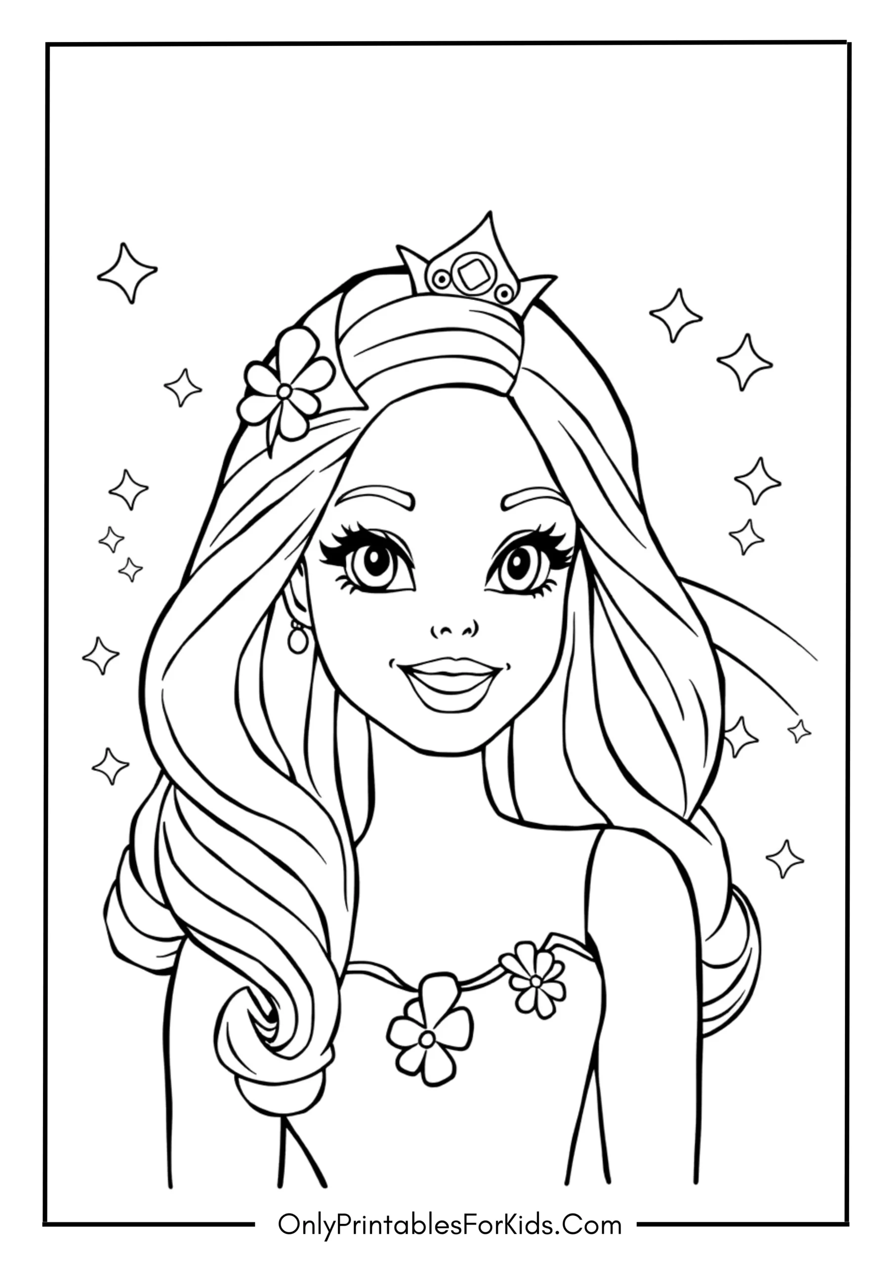 Cute Barbie Coloring Page