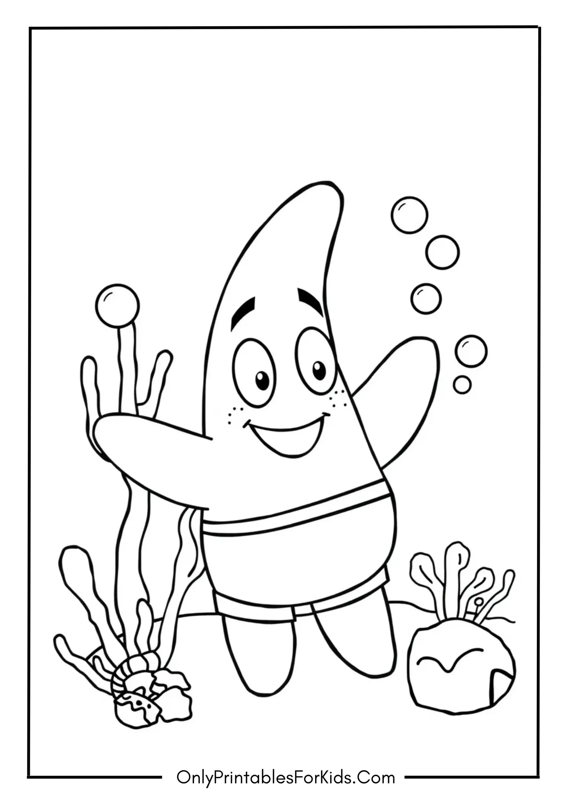 Cute Patrick The Starfish Coloring Picture