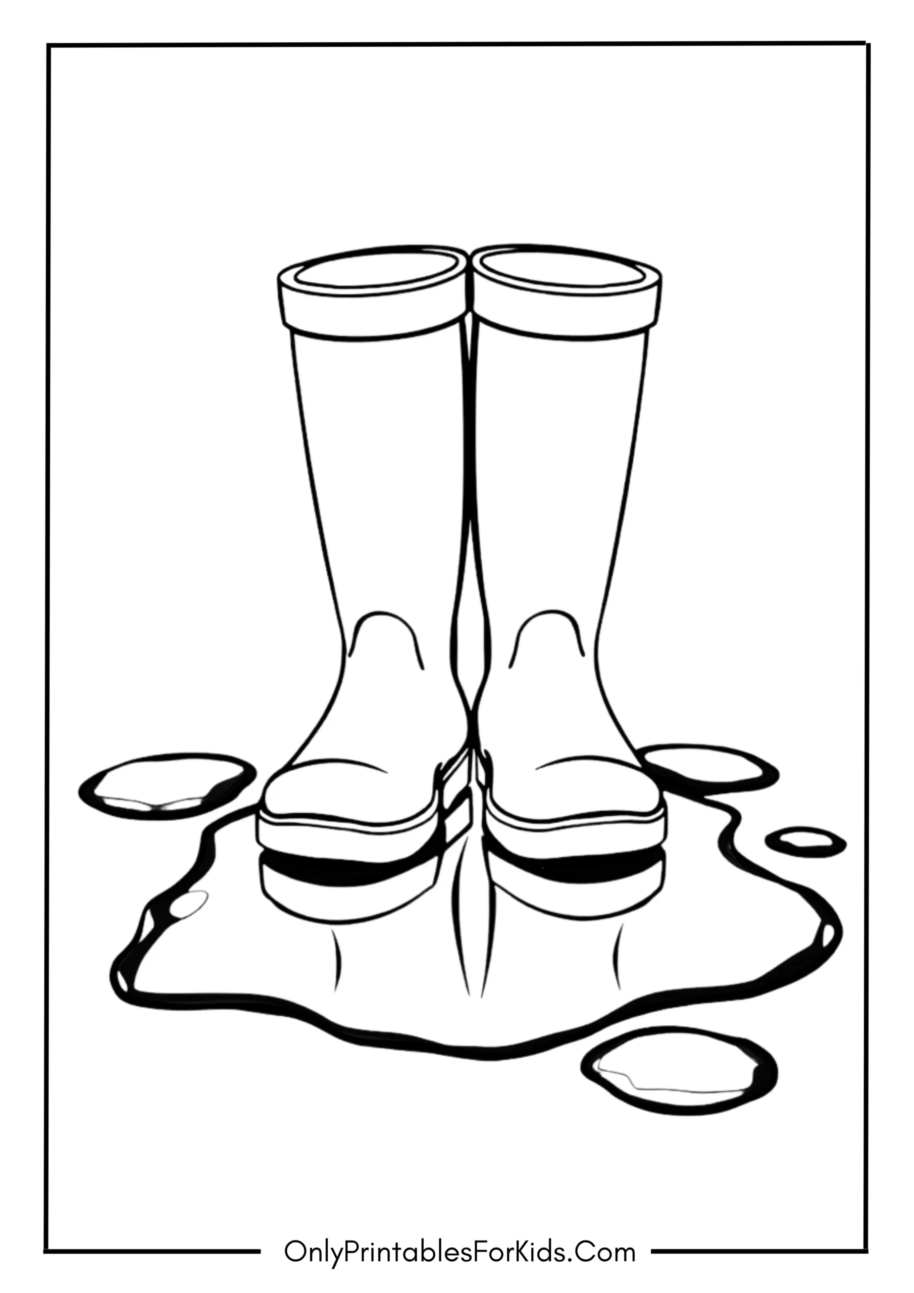 Cute Rain Boots with Puddles Around