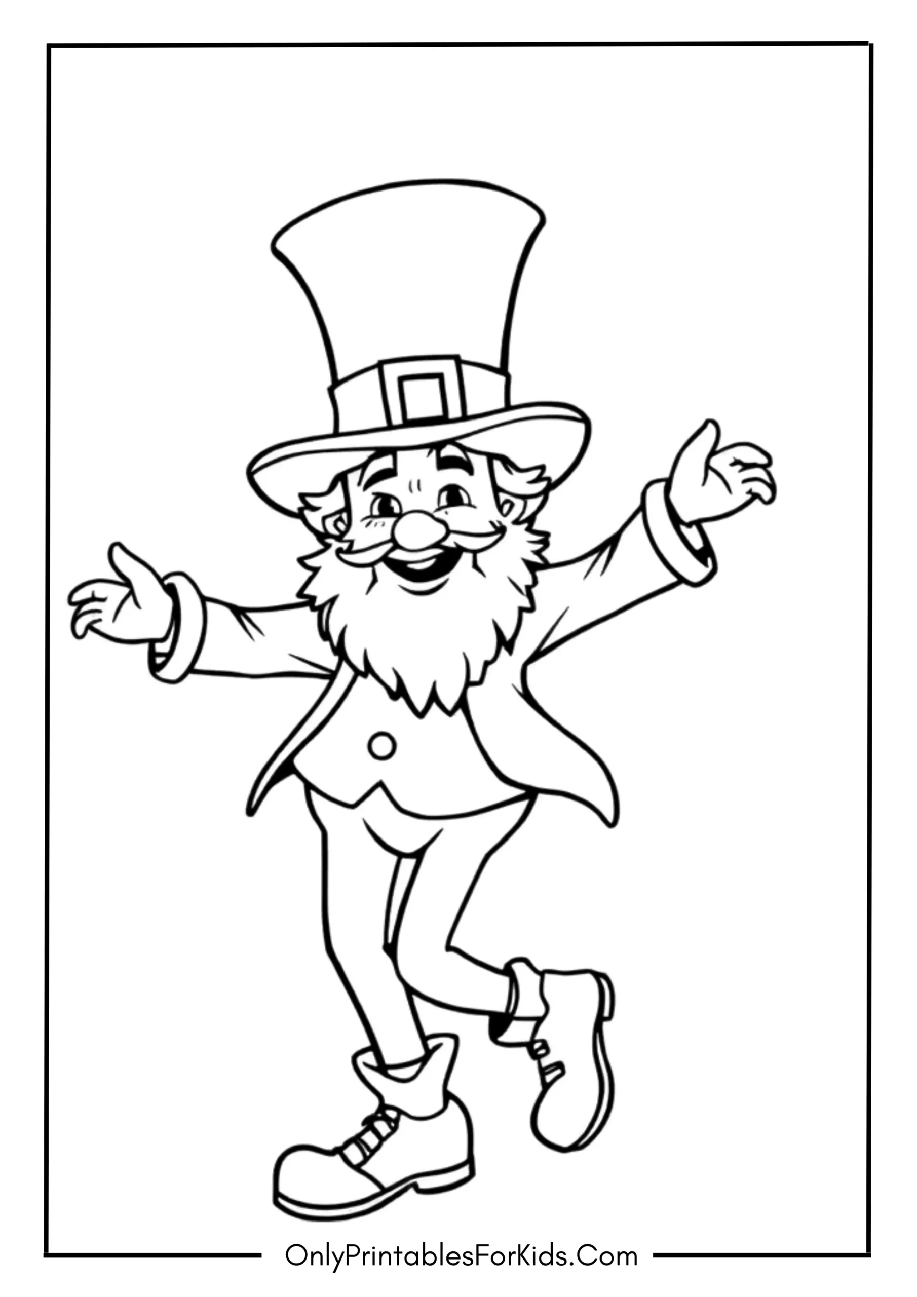 Free St. Patrick’s Day Coloring Pages for Kids 7 Dancing Leprechaun with a Hat