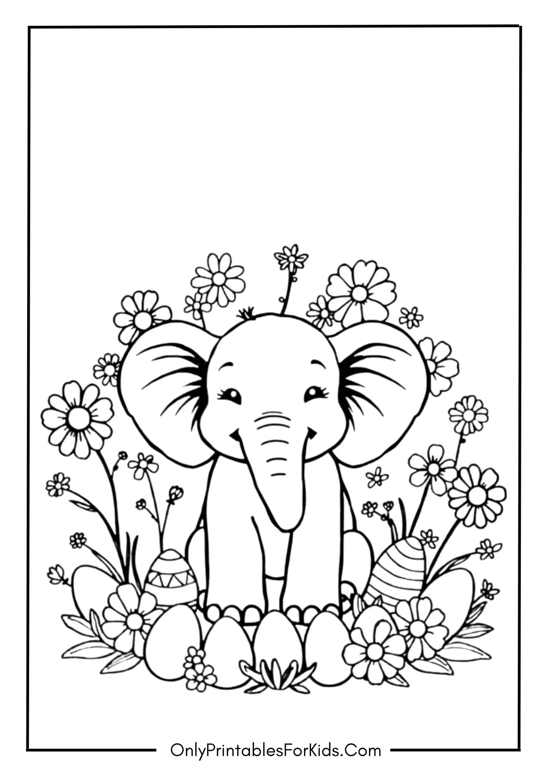 Easter Elephant With Colorful Eggs