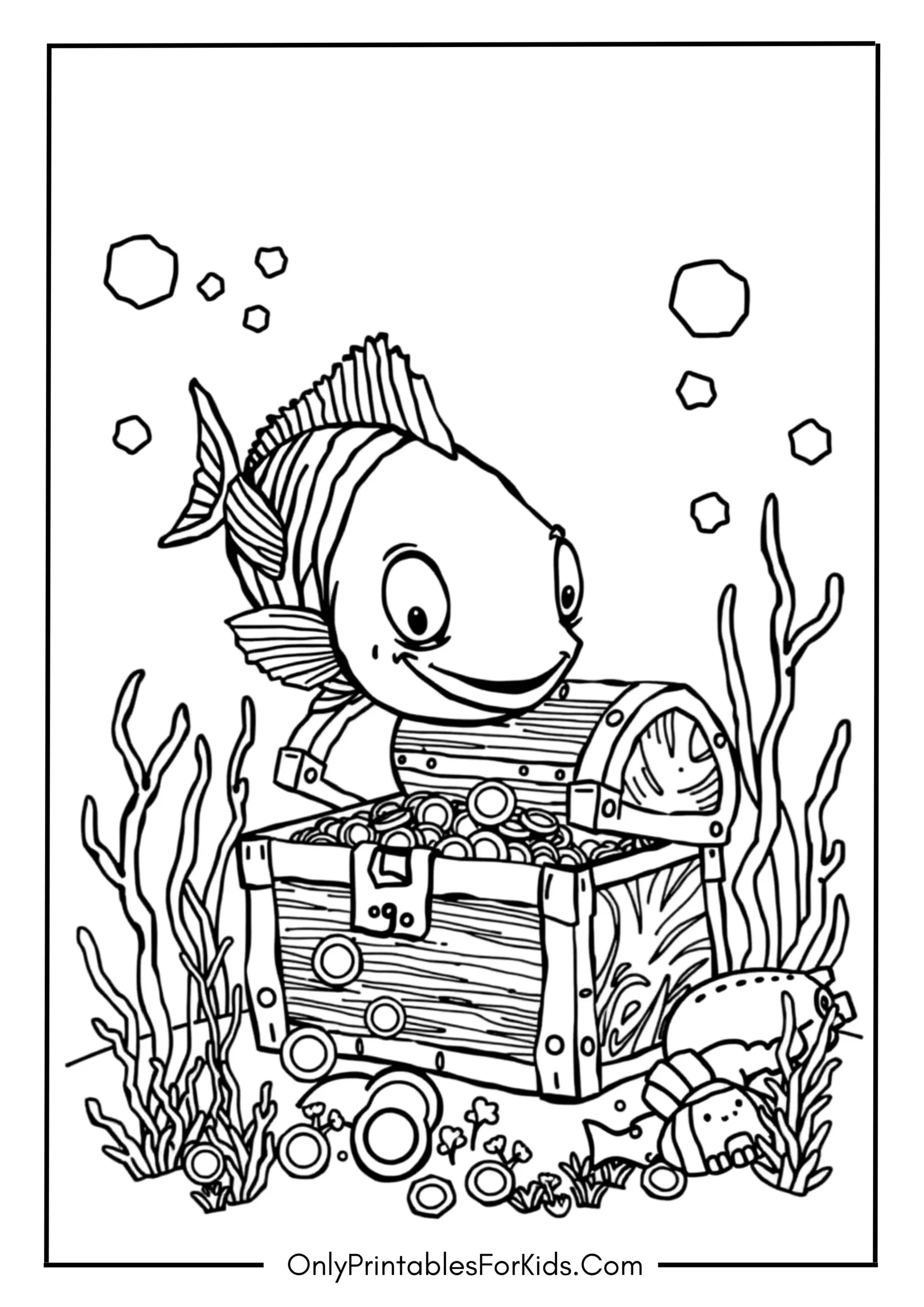 Fish Exploring Ancient Sunken Treasure