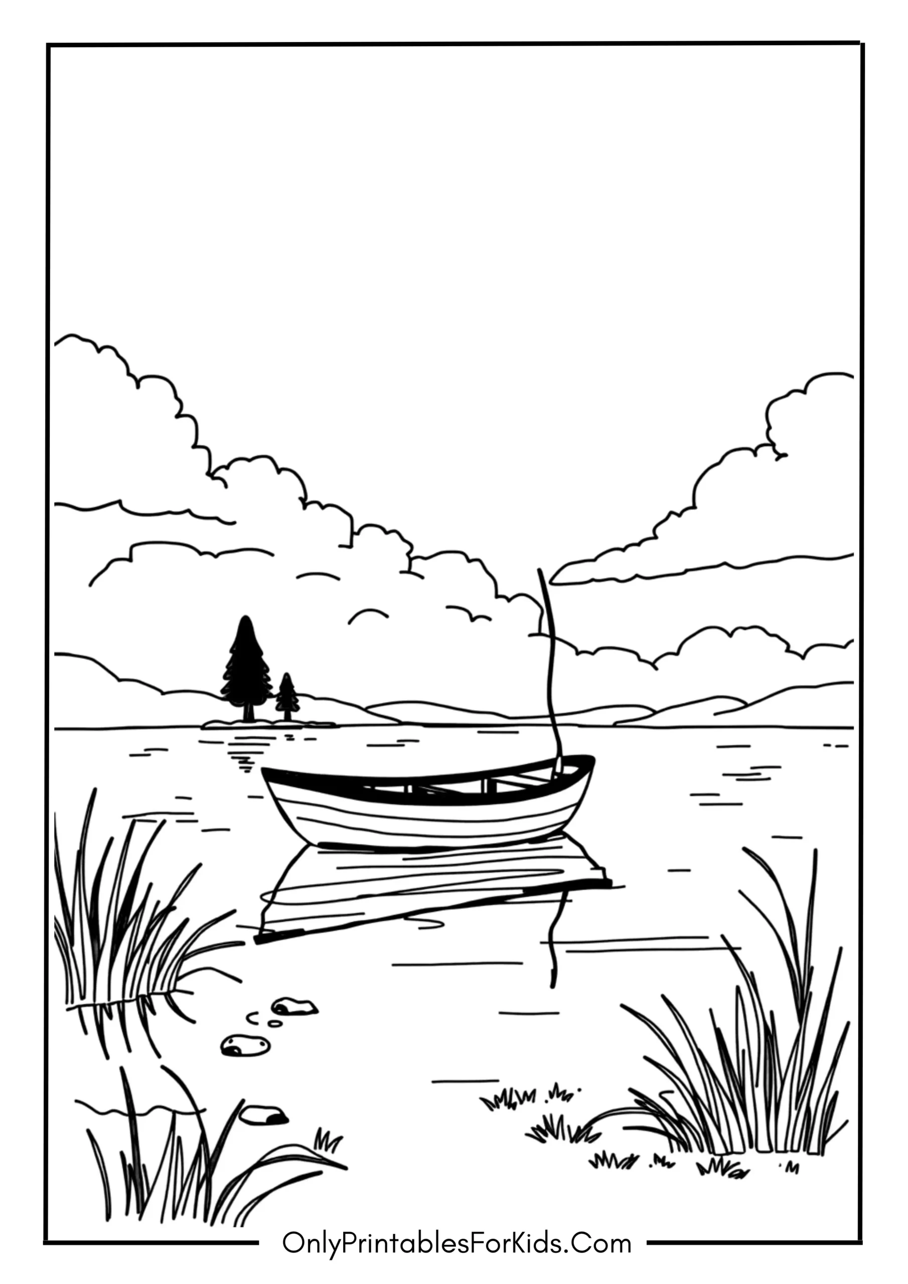 Fishing Boat on a Serene Lake