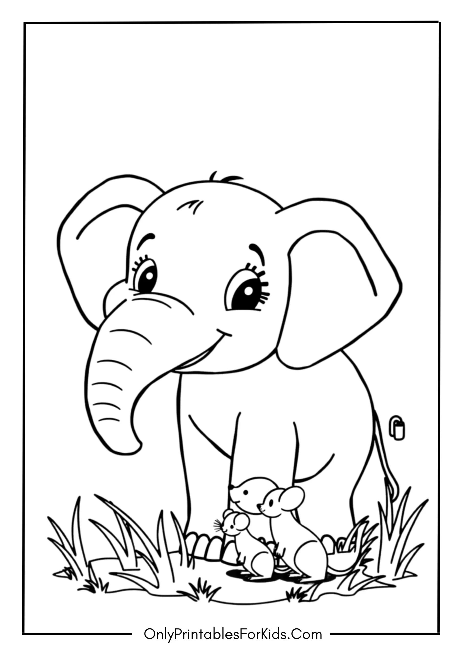 Friendly Elephant And Mouse Duo