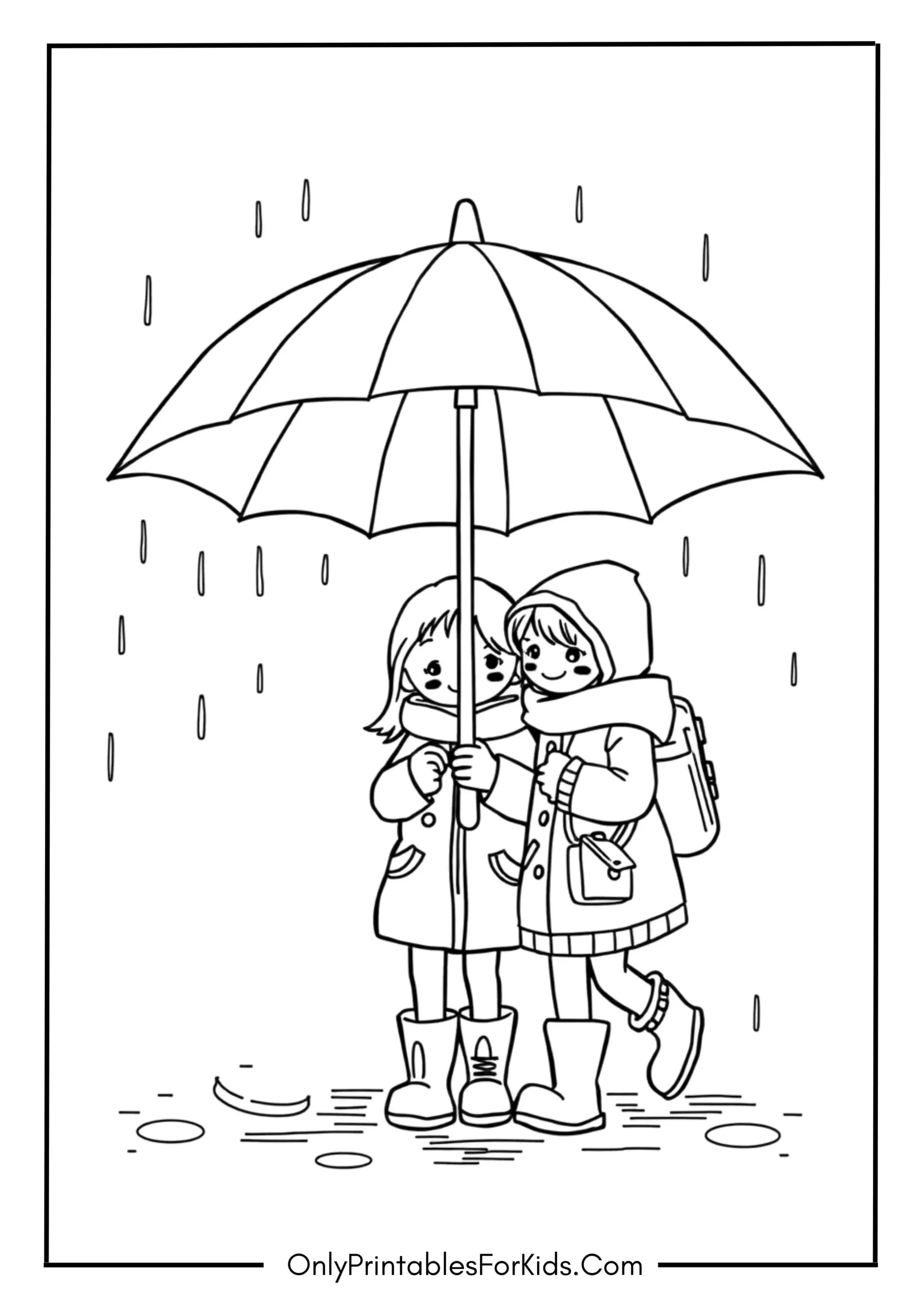 Friends Walking Under One Umbrella
