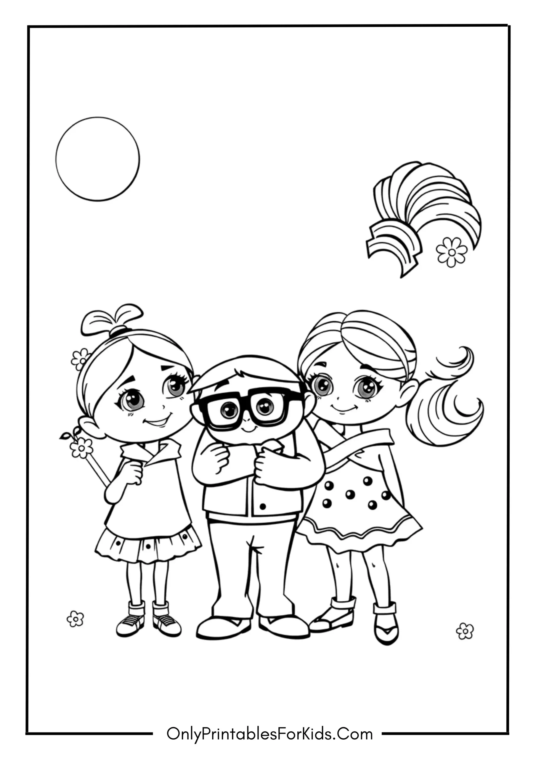 Gru and Foster Girls Coloring Page