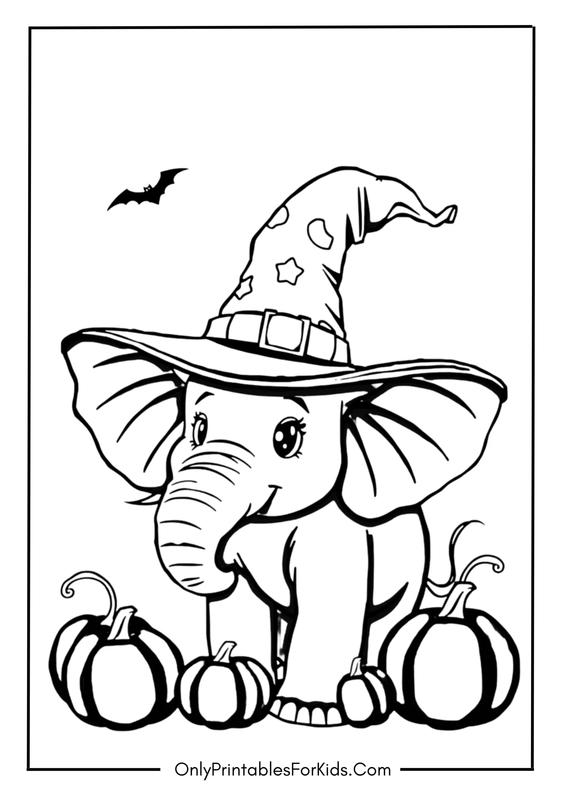 Halloween Elephant With Witch Hat