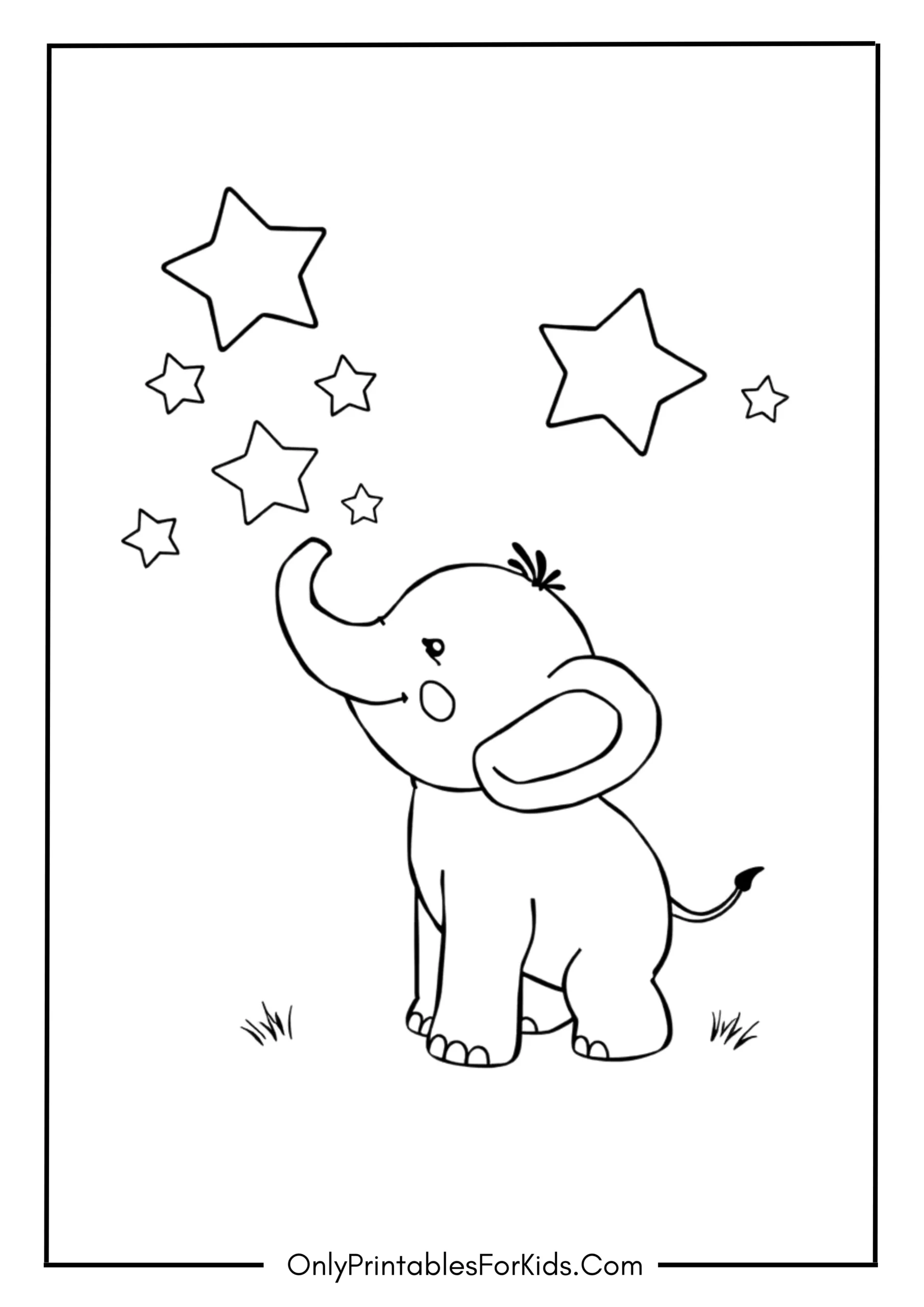 Happy Baby Elephant Blowing Stars