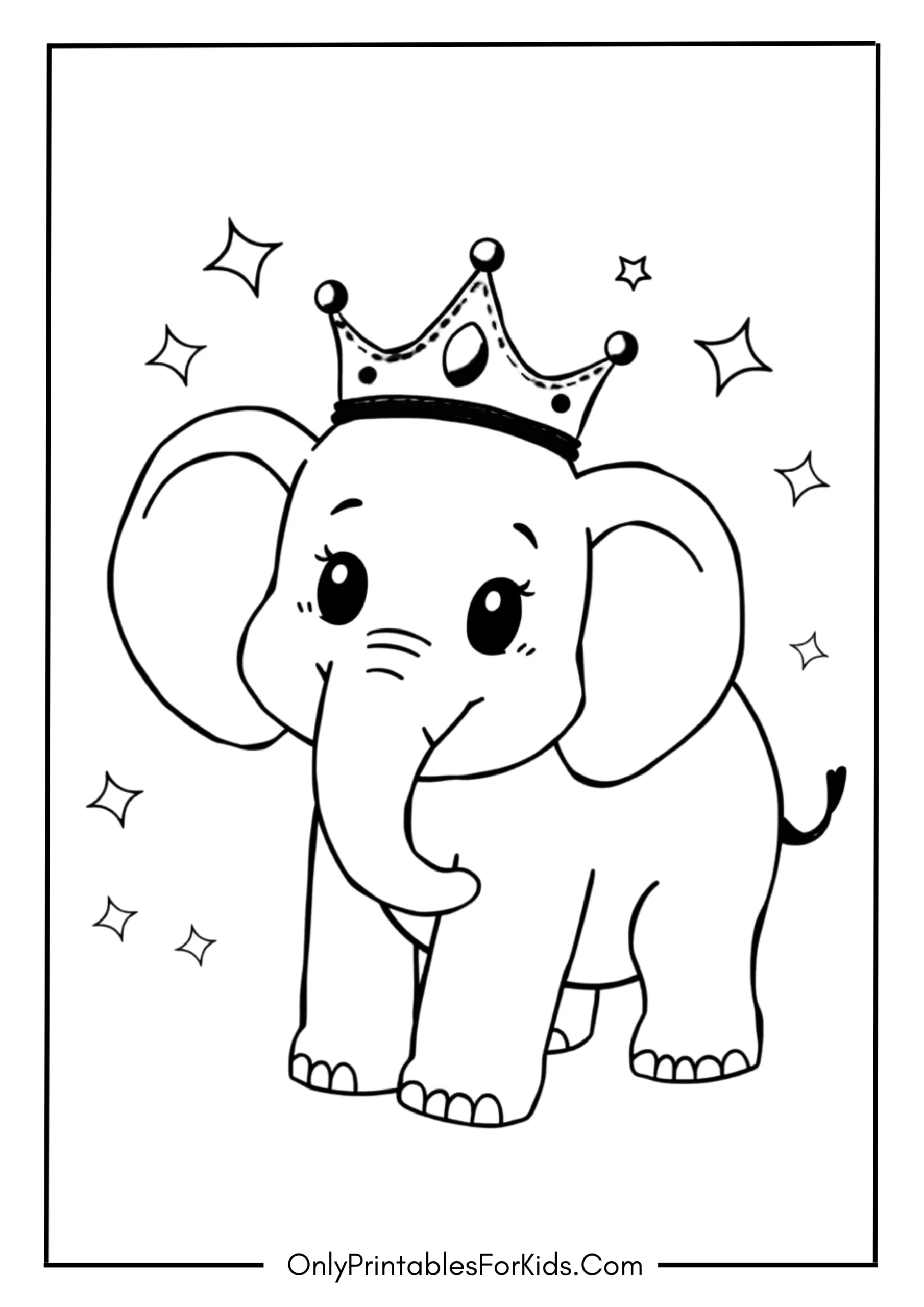Happy Elephant With A Crown