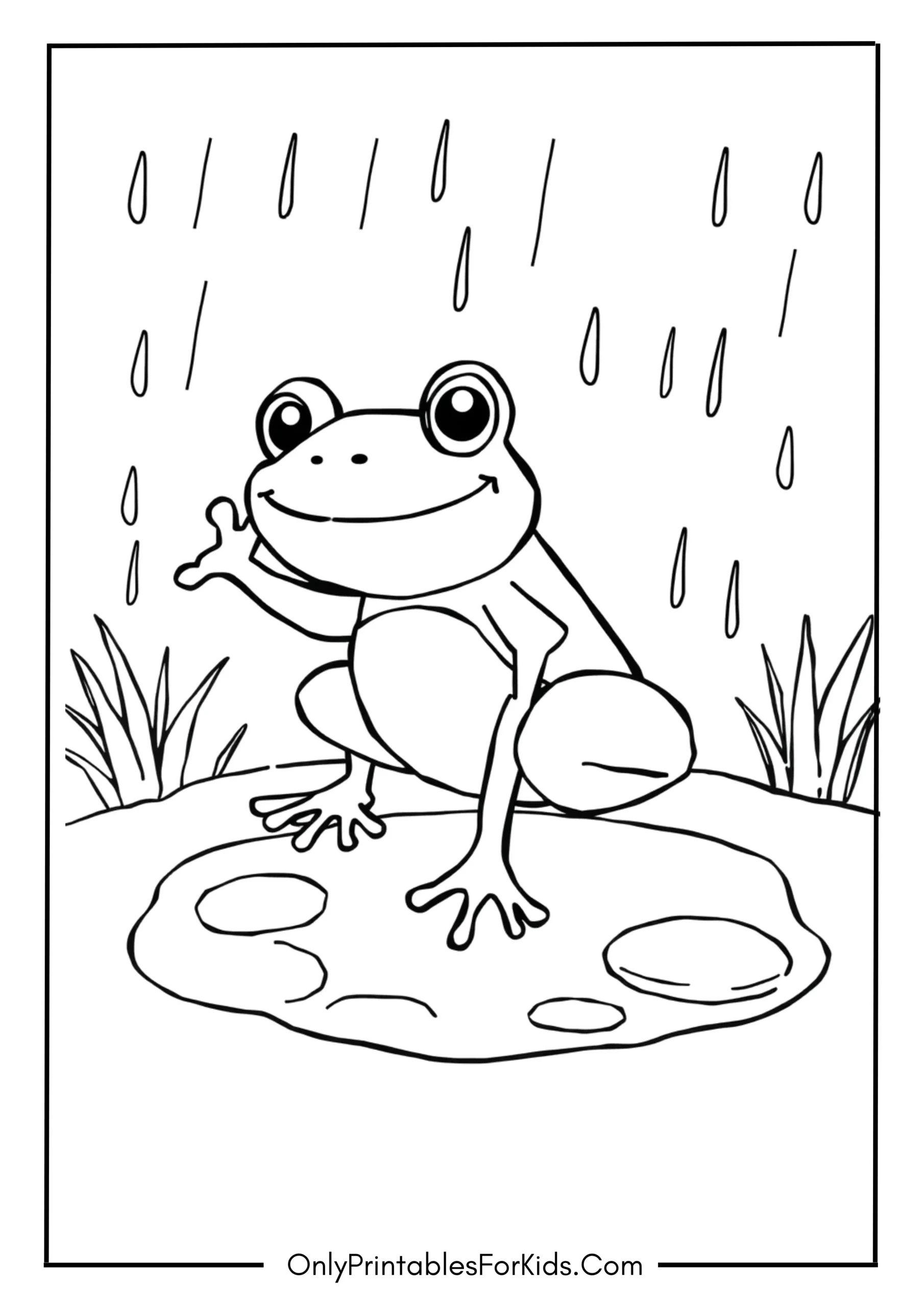 Happy Frog Playing in the Rain