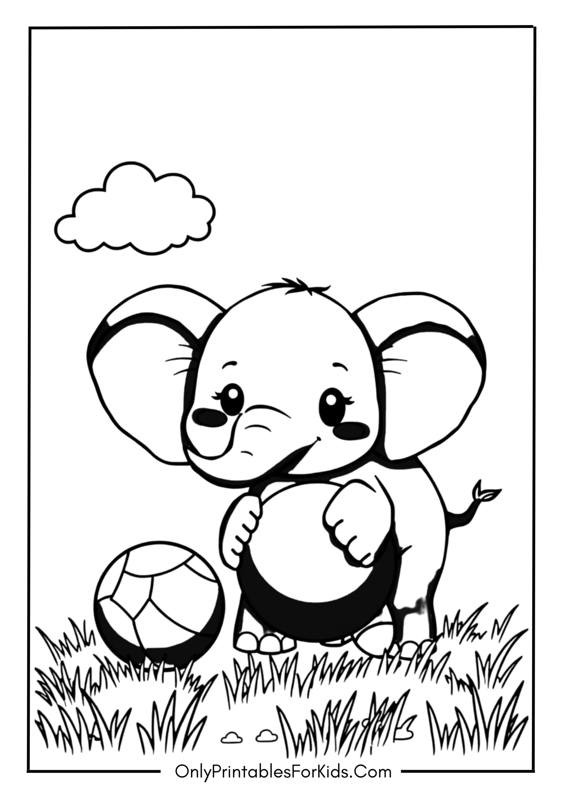 Kawaii Elephant Playing With A Ball