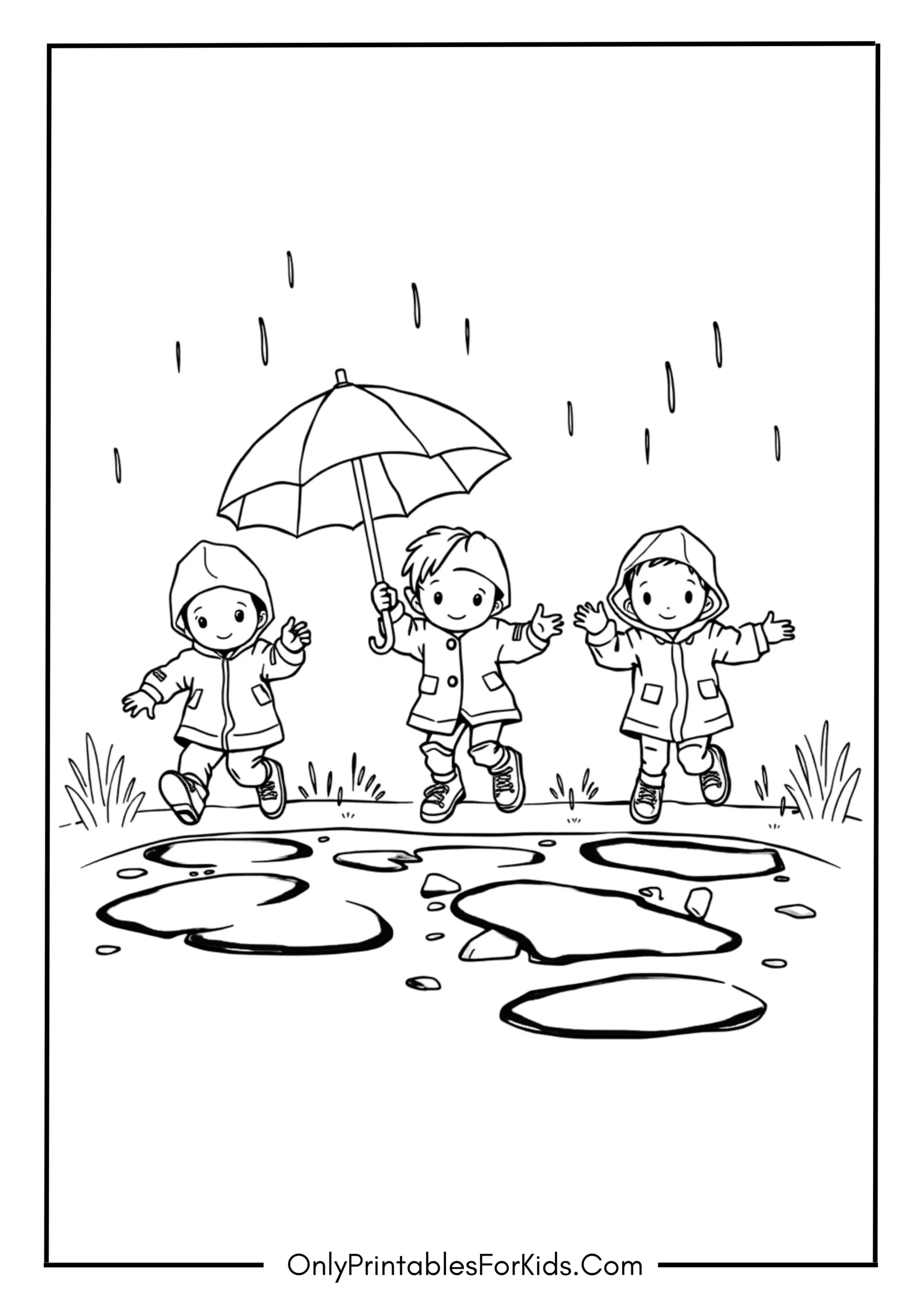 Kids Jumping in Puddles