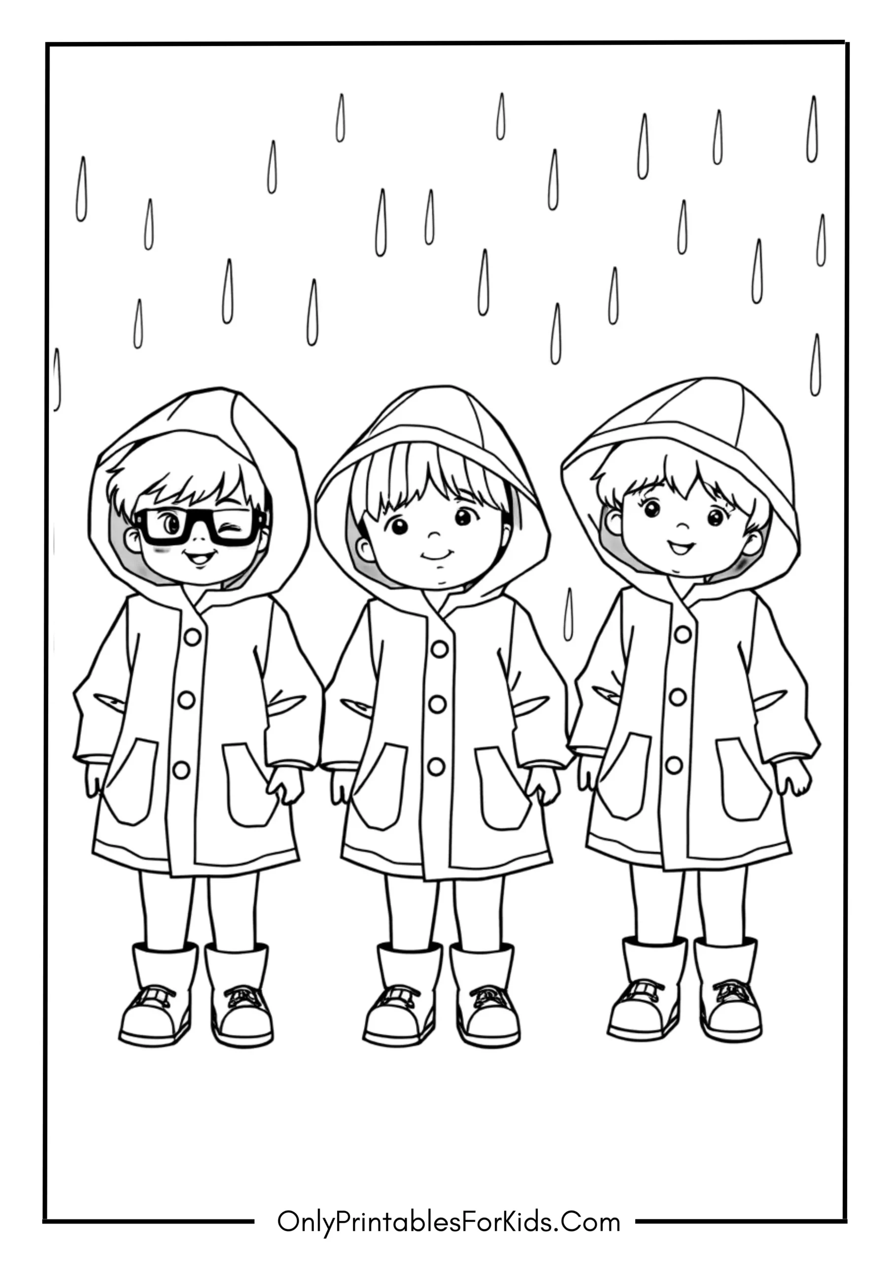 Kids Wearing Colorful Raincoats