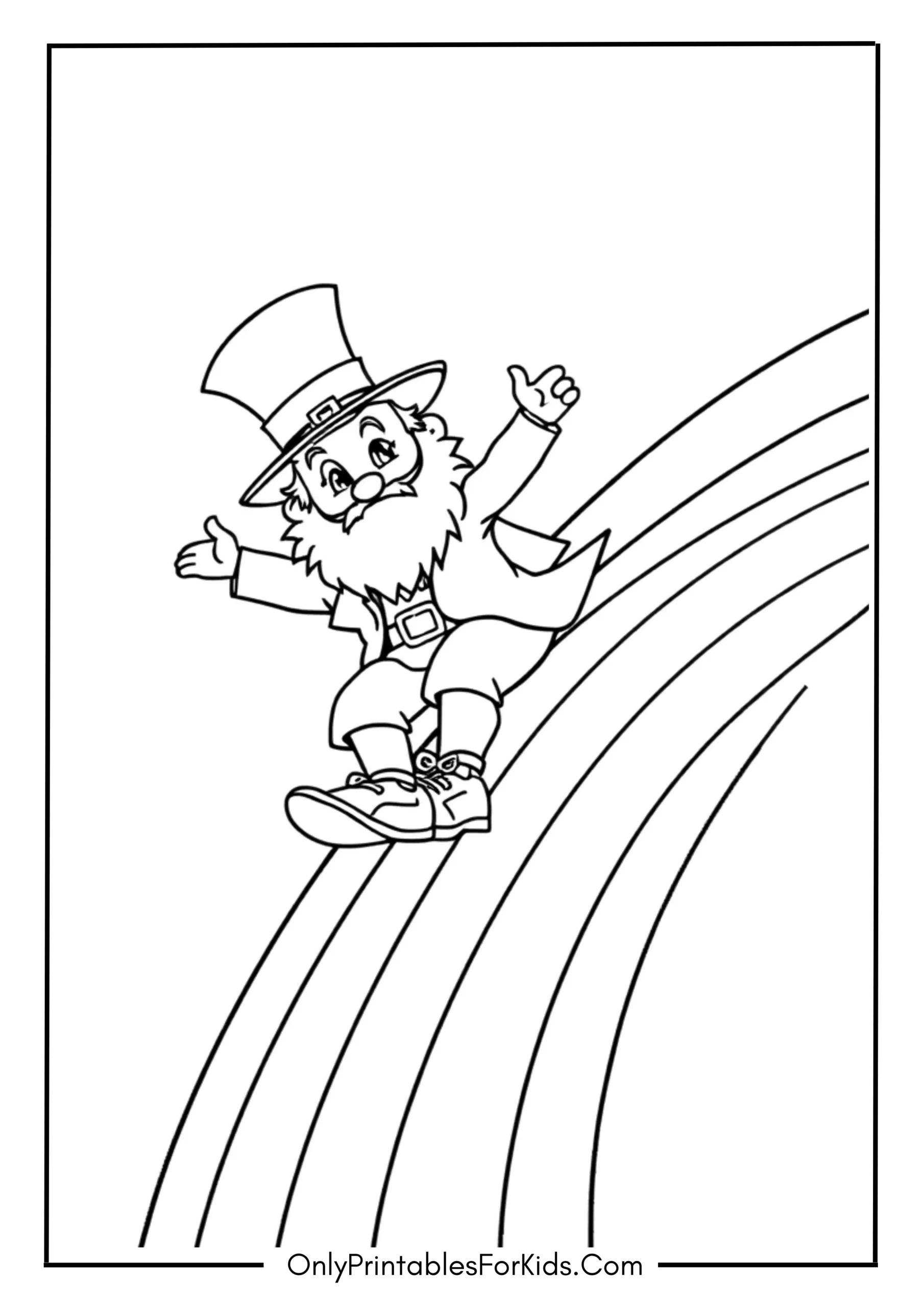 Free St. Patrick’s Day Coloring Pages for Kids 10 Leprechaun Riding a Rainbow