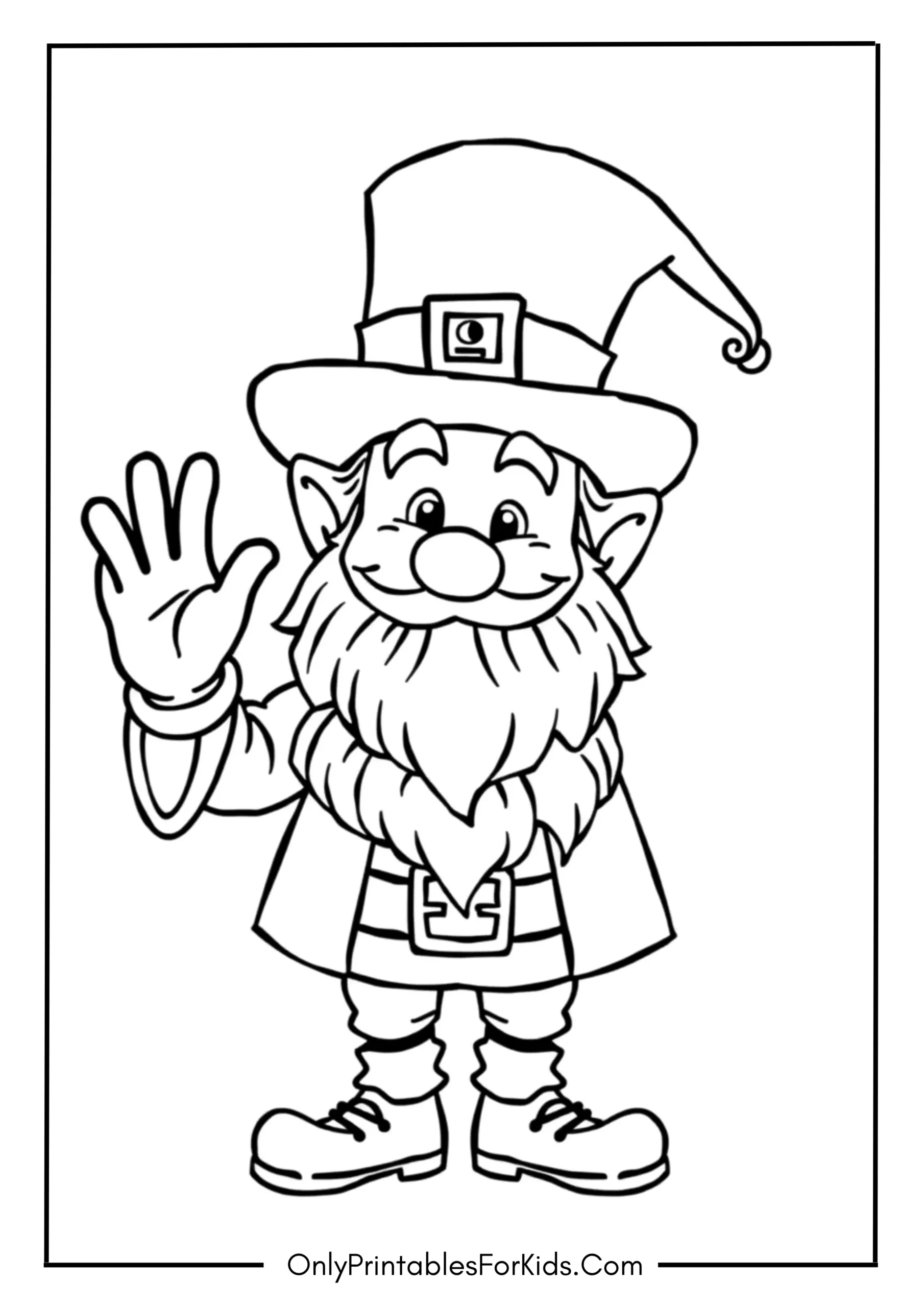 Free St. Patrick’s Day Coloring Pages for Kids 11 Leprechaun Waving Hello
