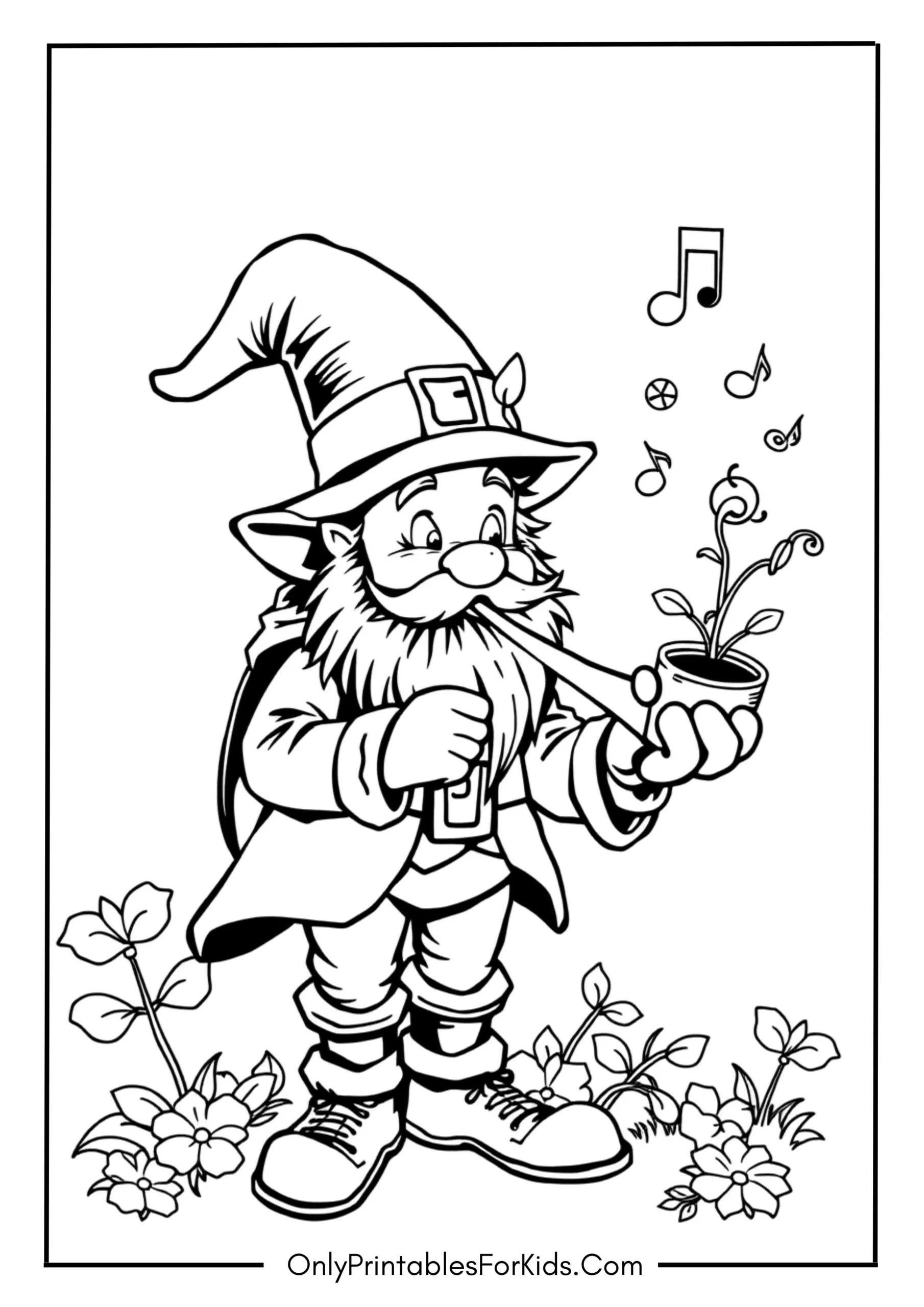 Free St. Patrick’s Day Coloring Pages for Kids 9 Leprechaun and His Magic Pipe