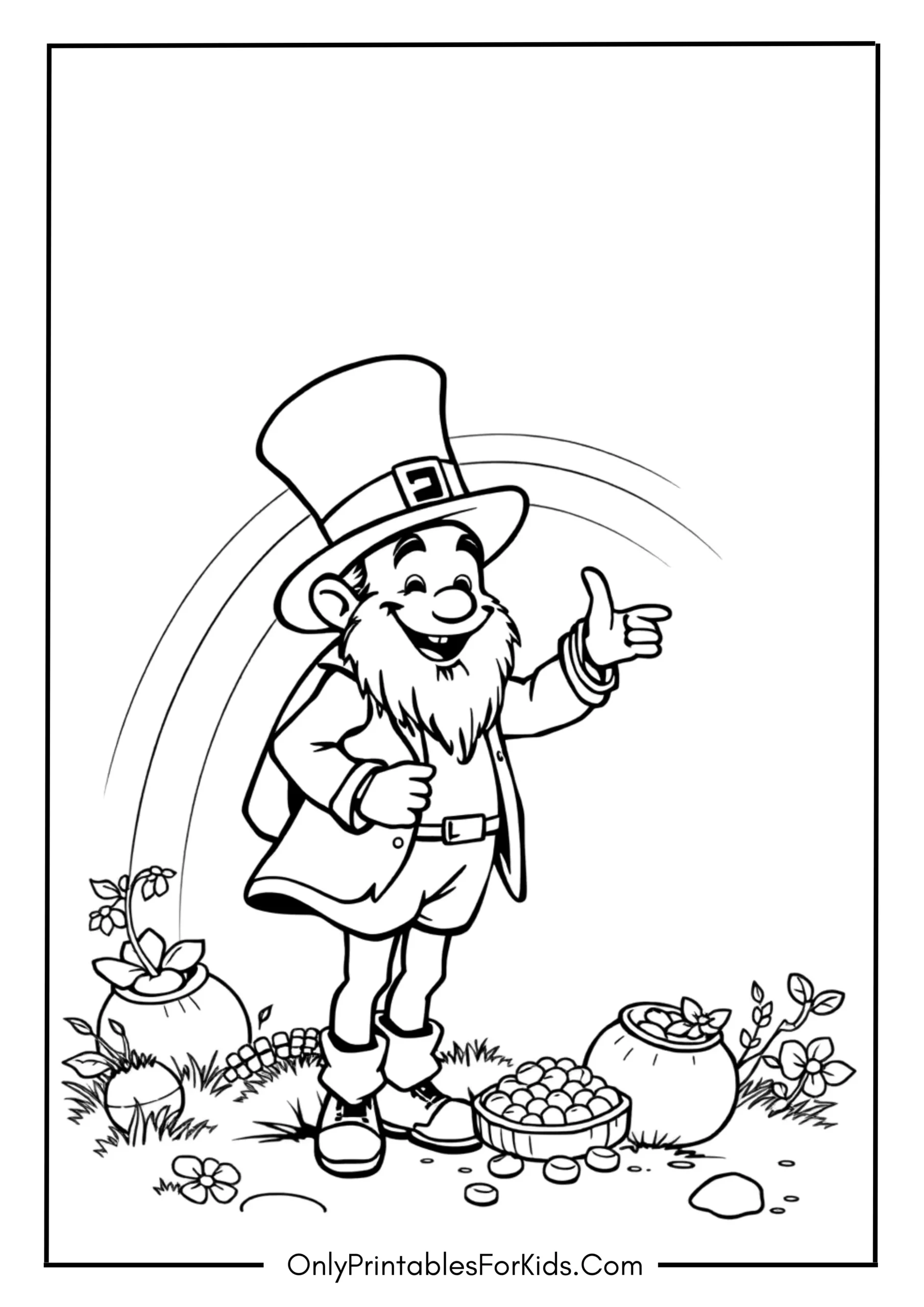 Free St. Patrick’s Day Coloring Pages for Kids 3 Leprechaun at the Rainbow’s End