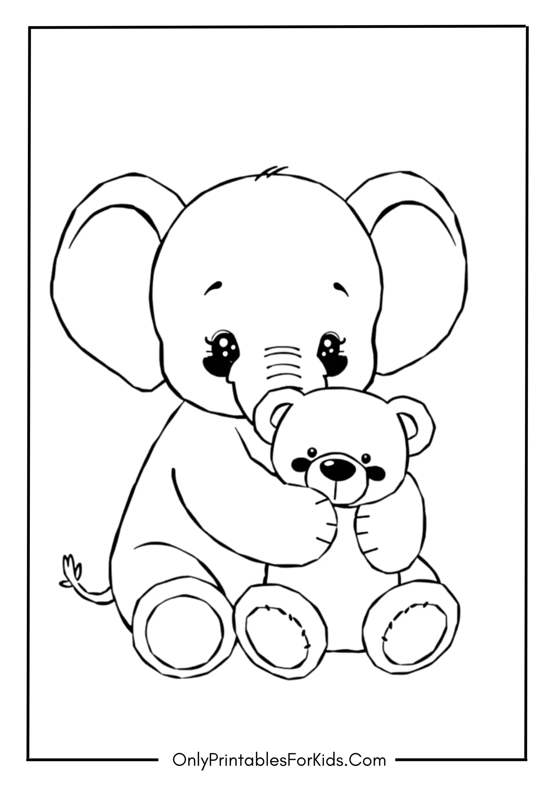 Little Elephant with A Teddy Bear