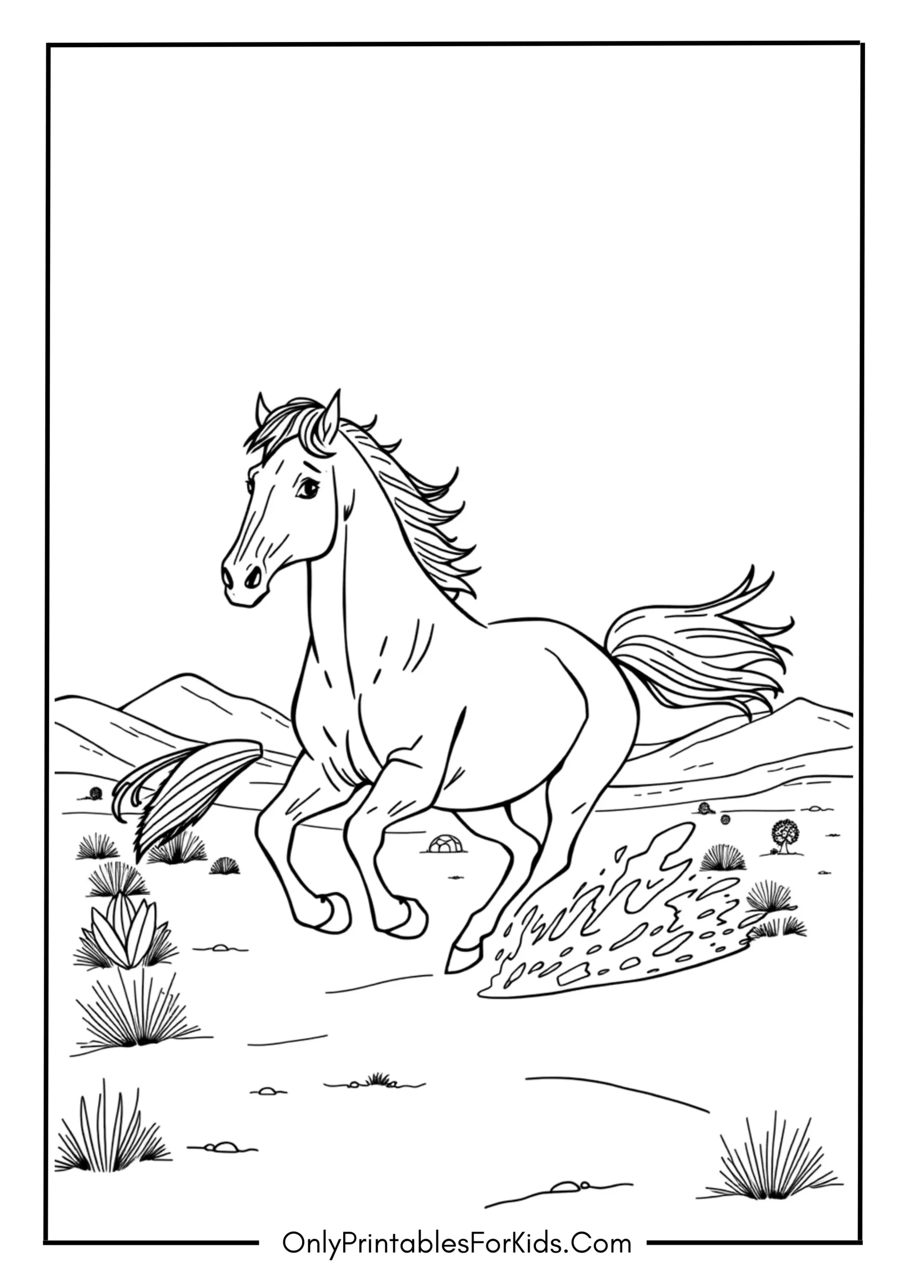 Mustang Horse Running Wild in the Desert