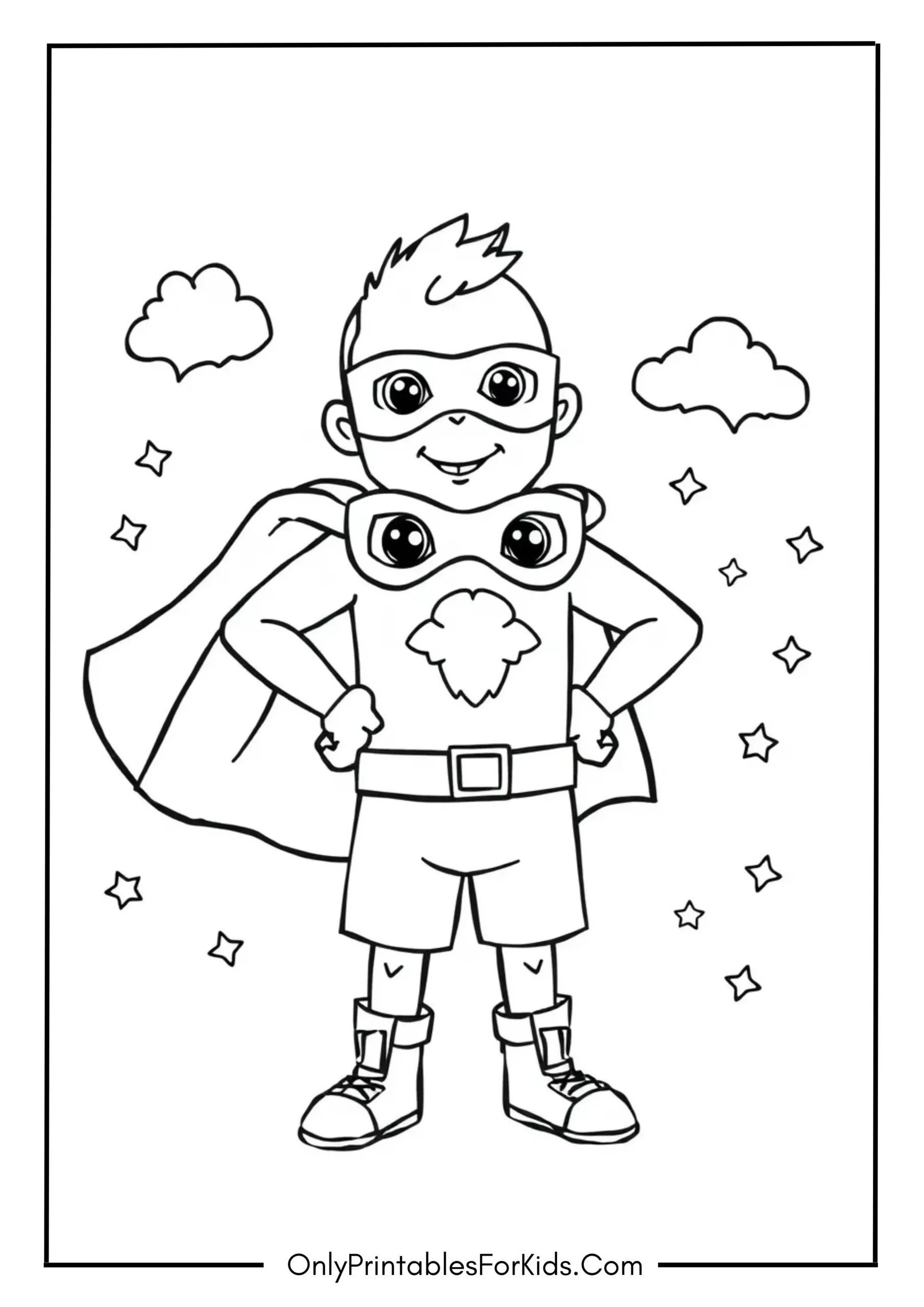 Patrick Dressed As A Superhero Coloring Sheet