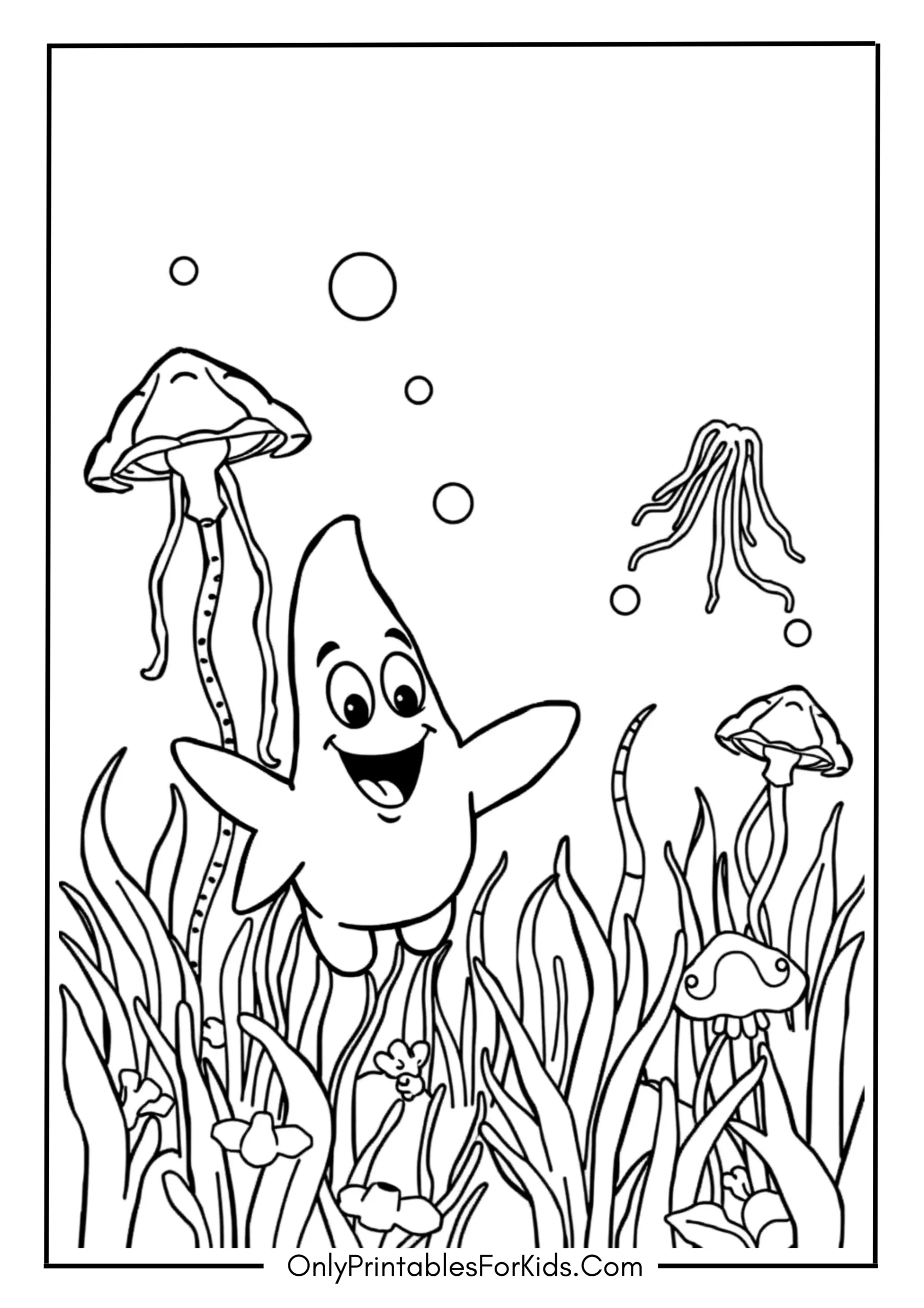 Patrick In Jellyfish Fields Coloring Sheet