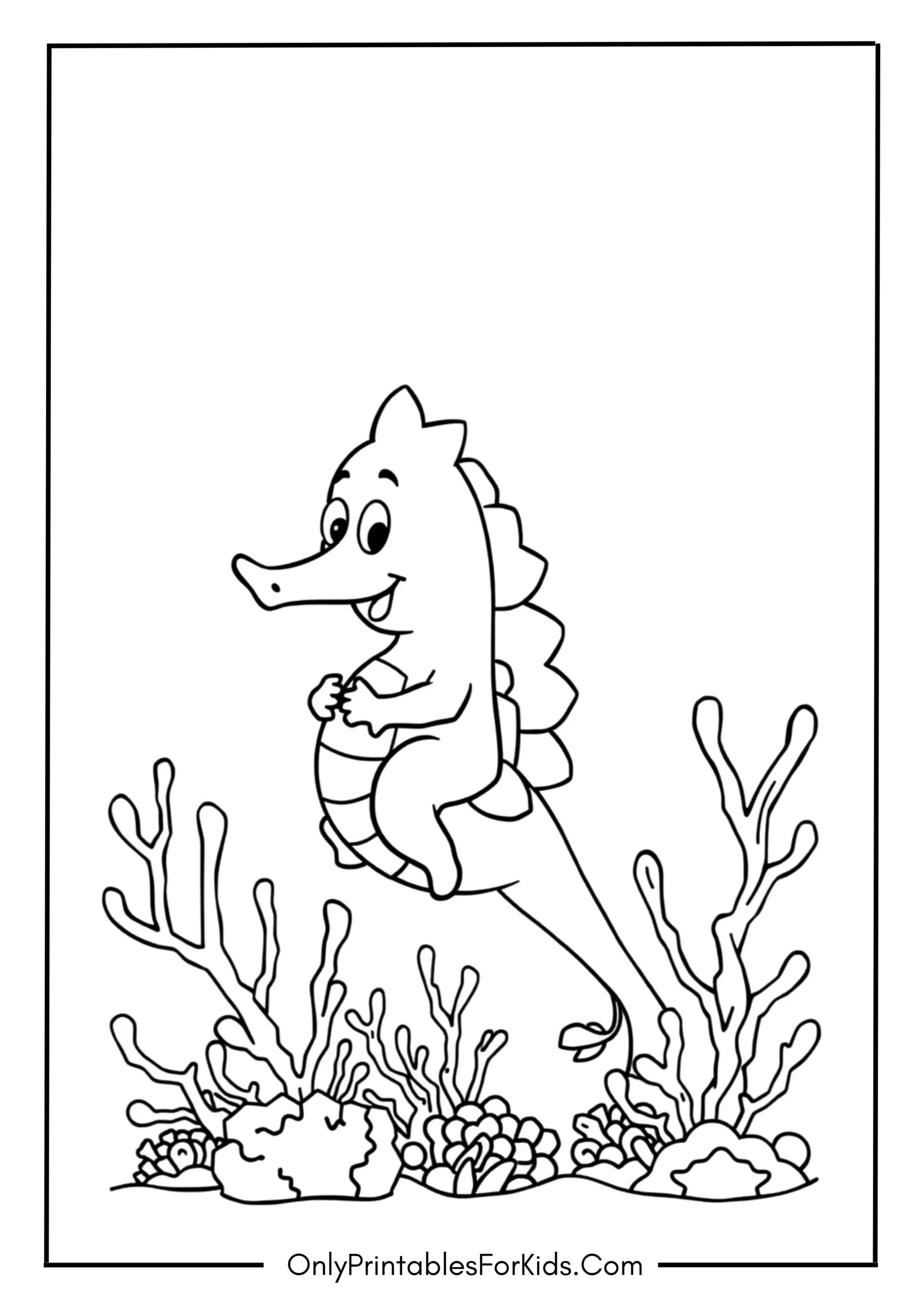 Patrick Riding A Seahorse Coloring Sheet