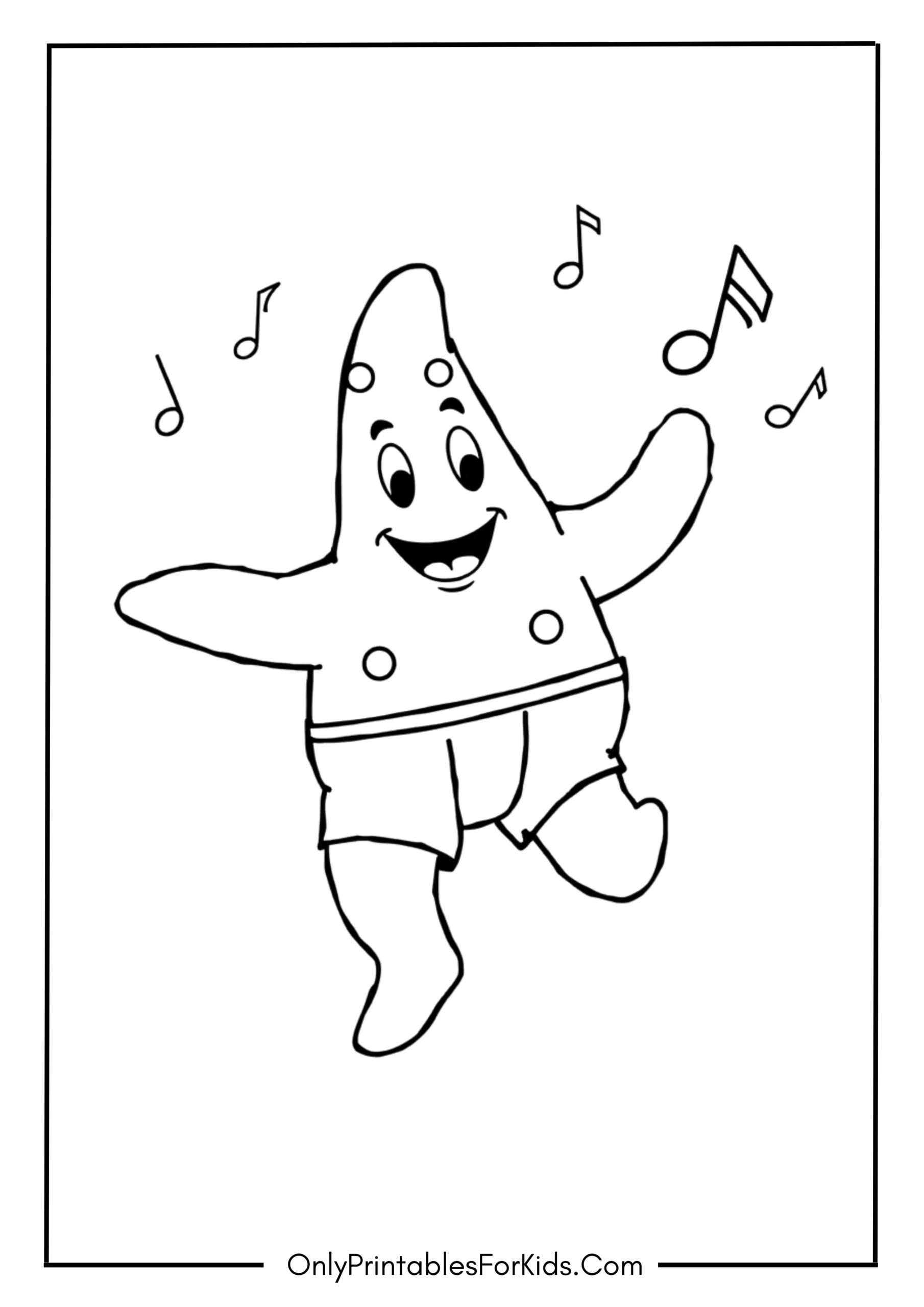 Patrick The Starfish Dancing Coloring Sheet