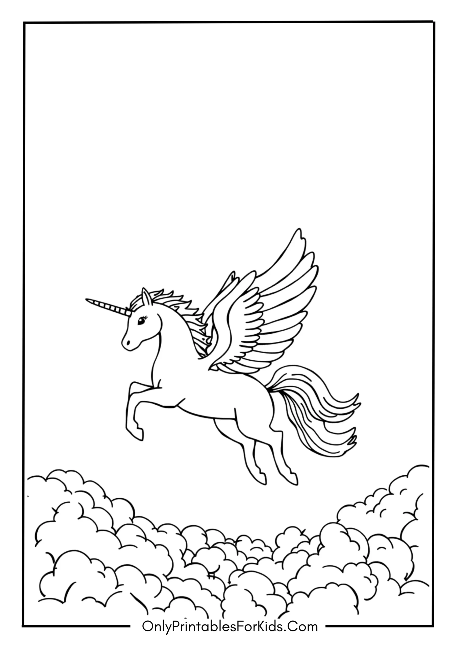 Pegasus Flying Above the Clouds