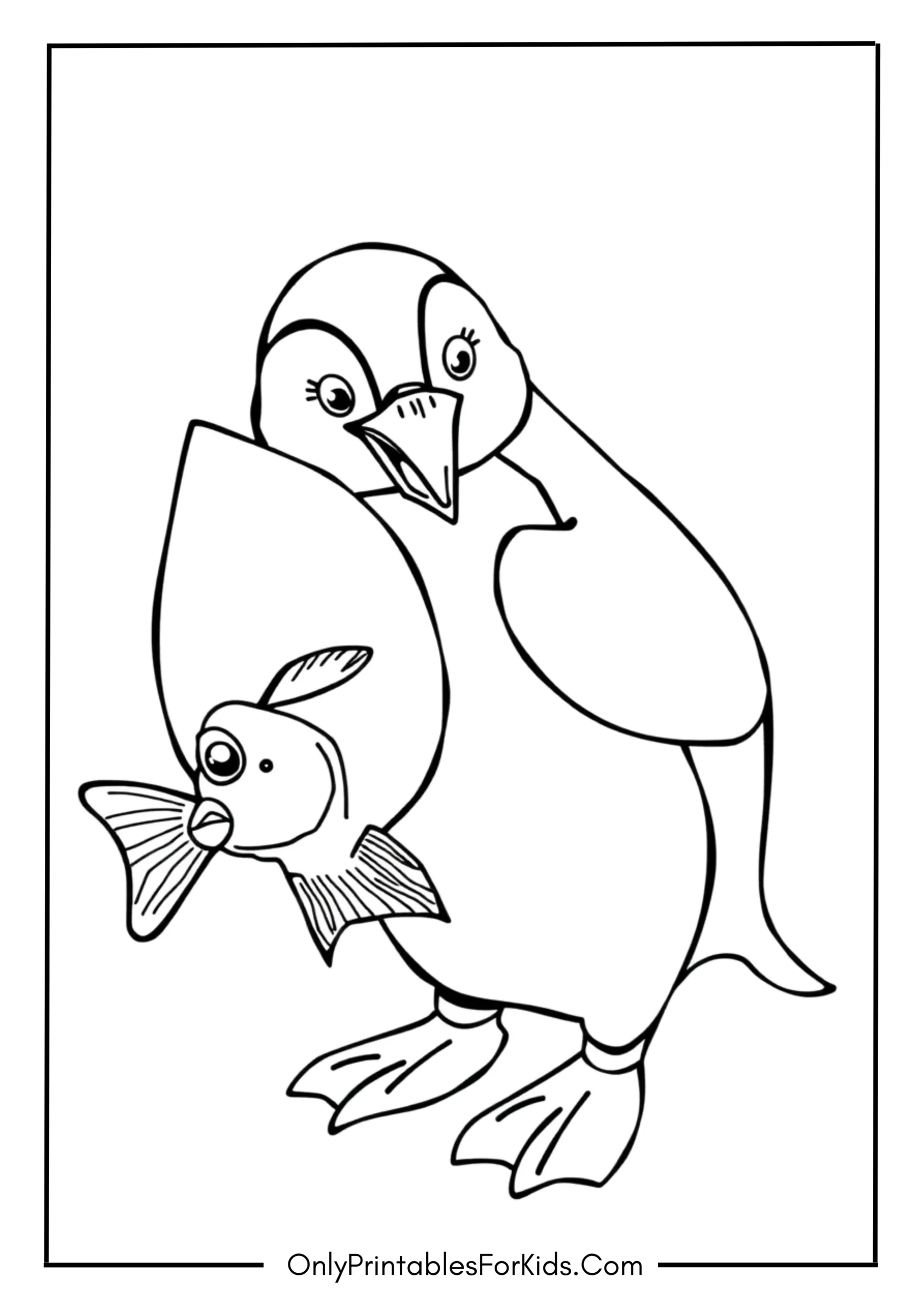 Penguin Catching a Fish for Dinner