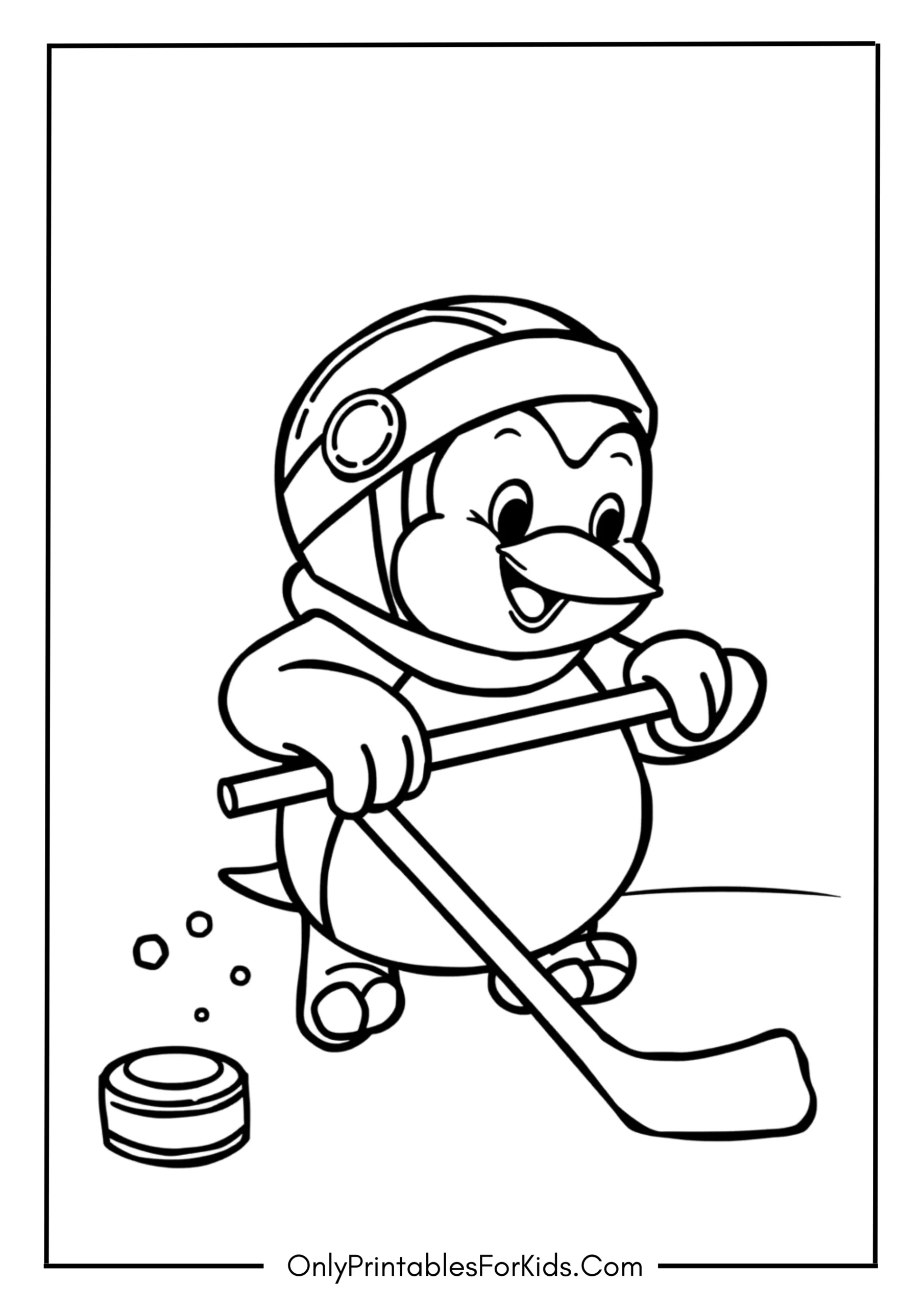 Penguin Playing Ice Hockey