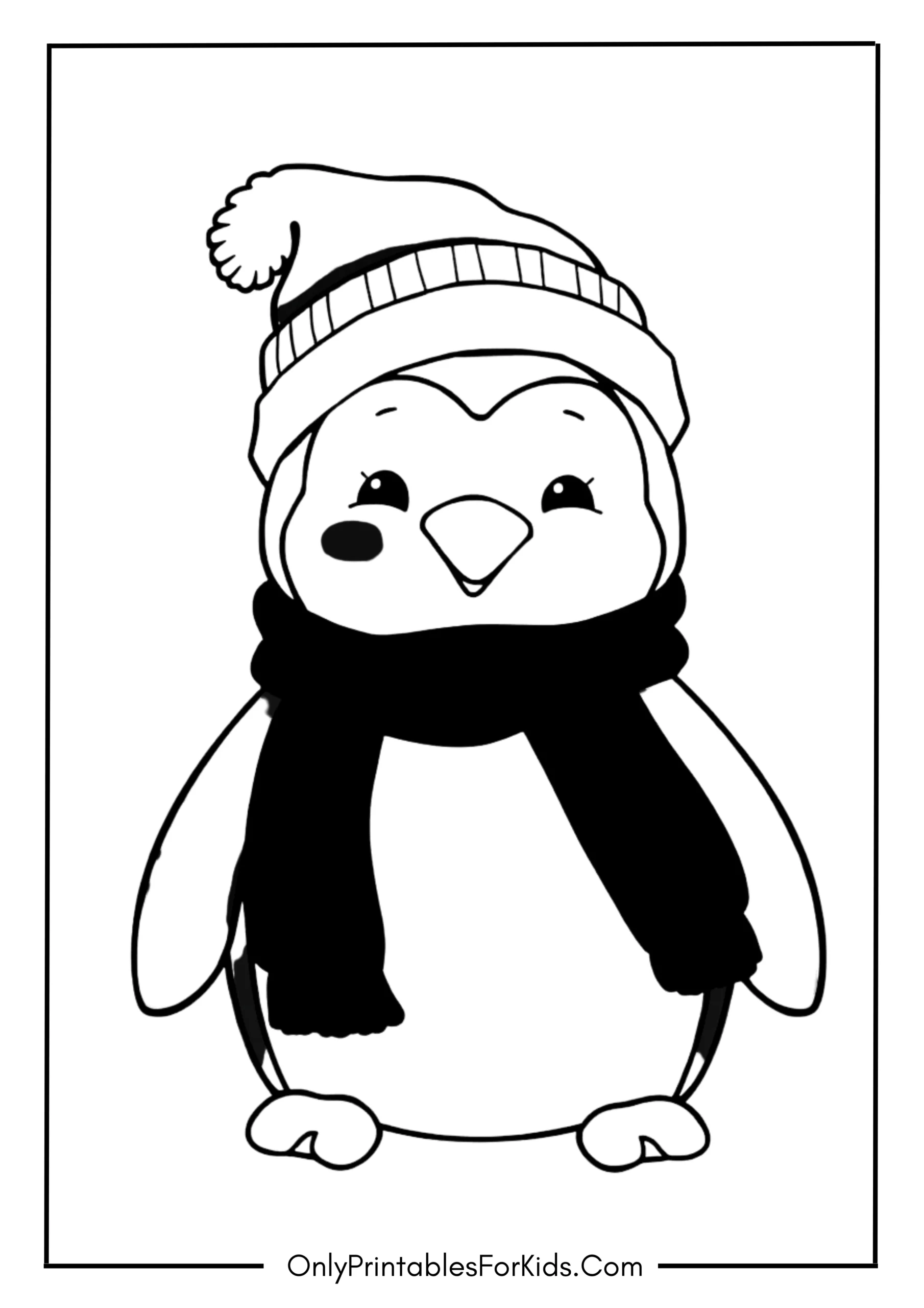 Penguin Wearing a Cozy Scarf and Hat