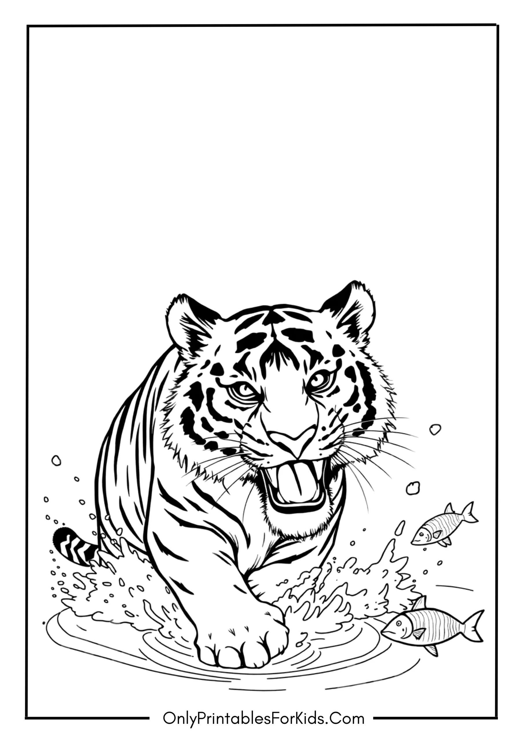 Playful Tiger Splashing in Water