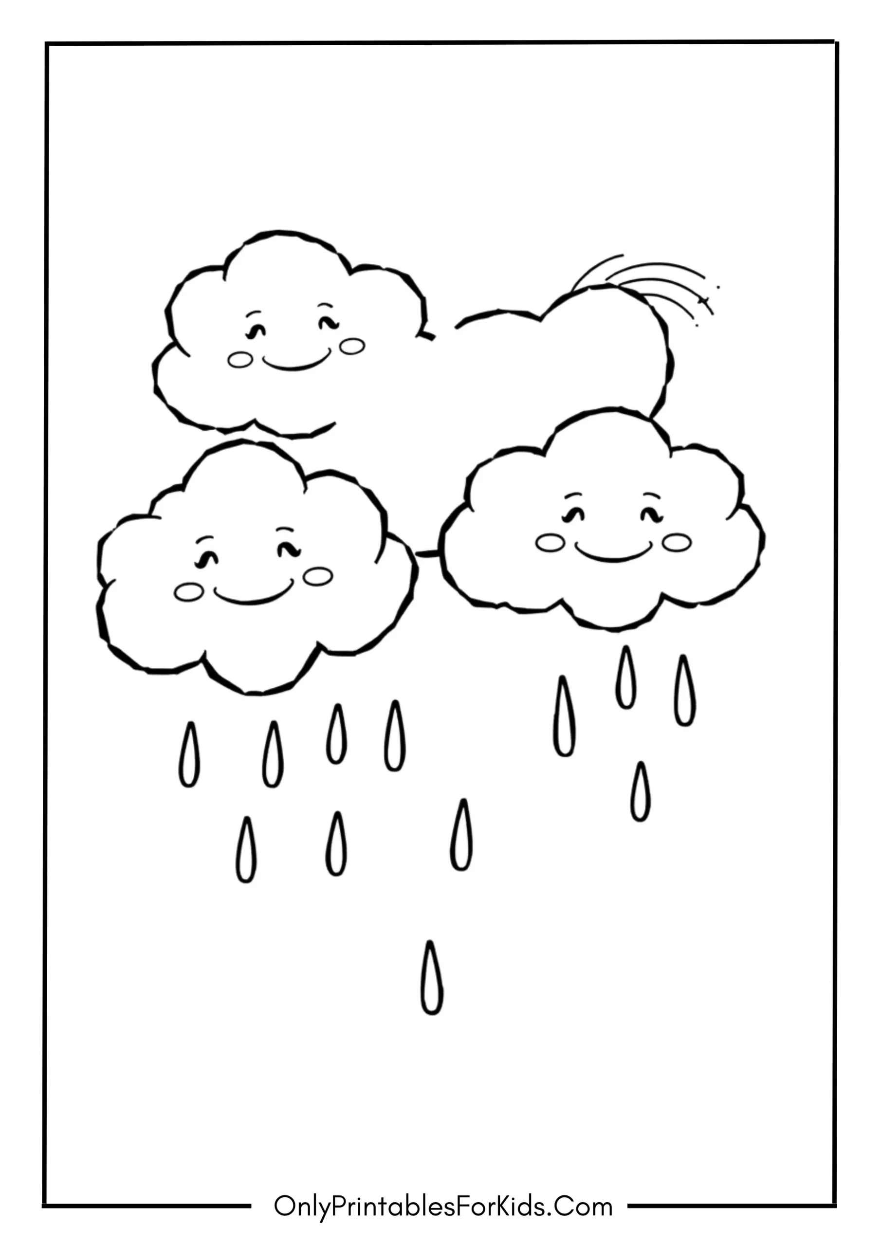 Rain Clouds with Smiling Faces