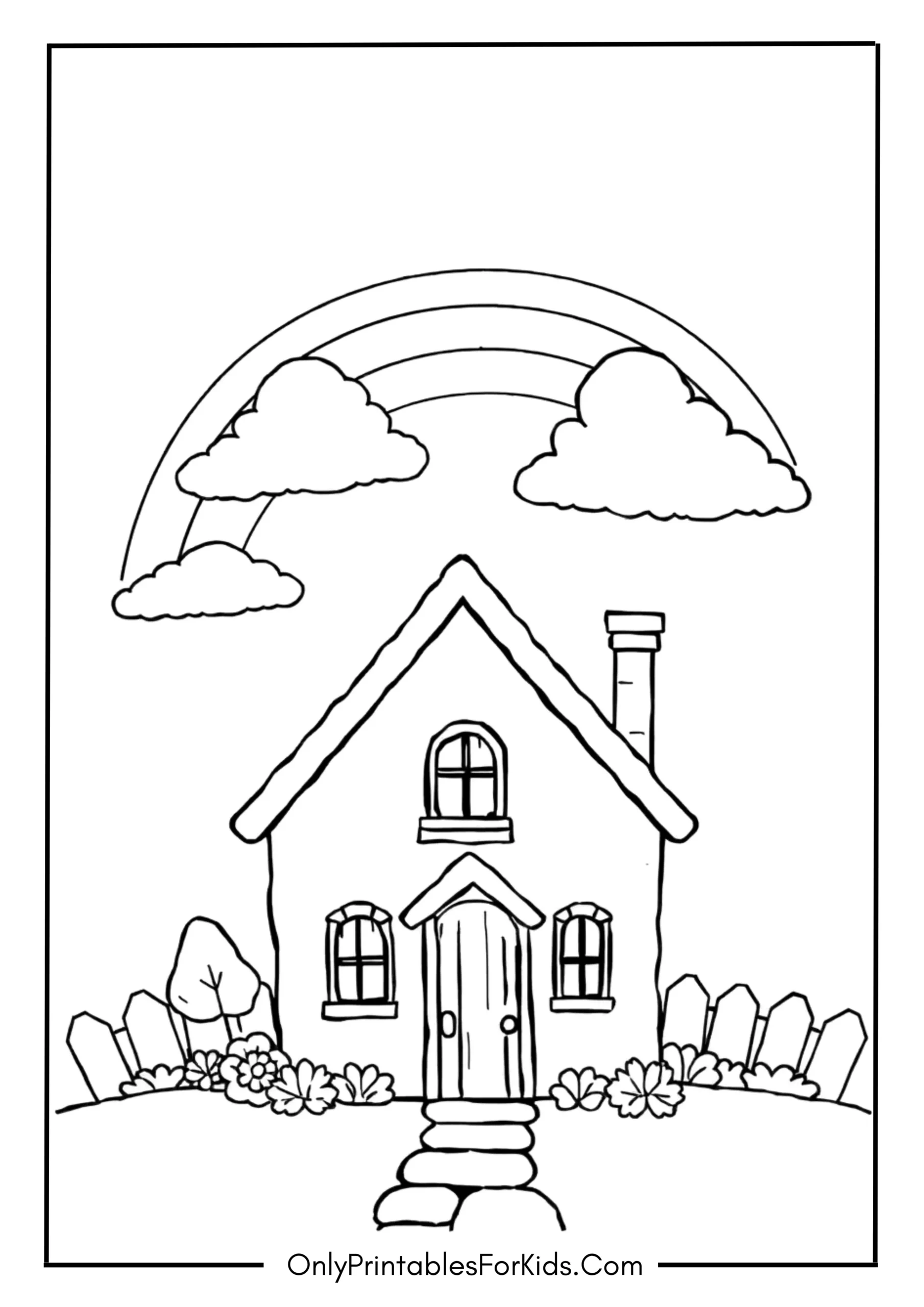 Rainbow Over a Cozy House