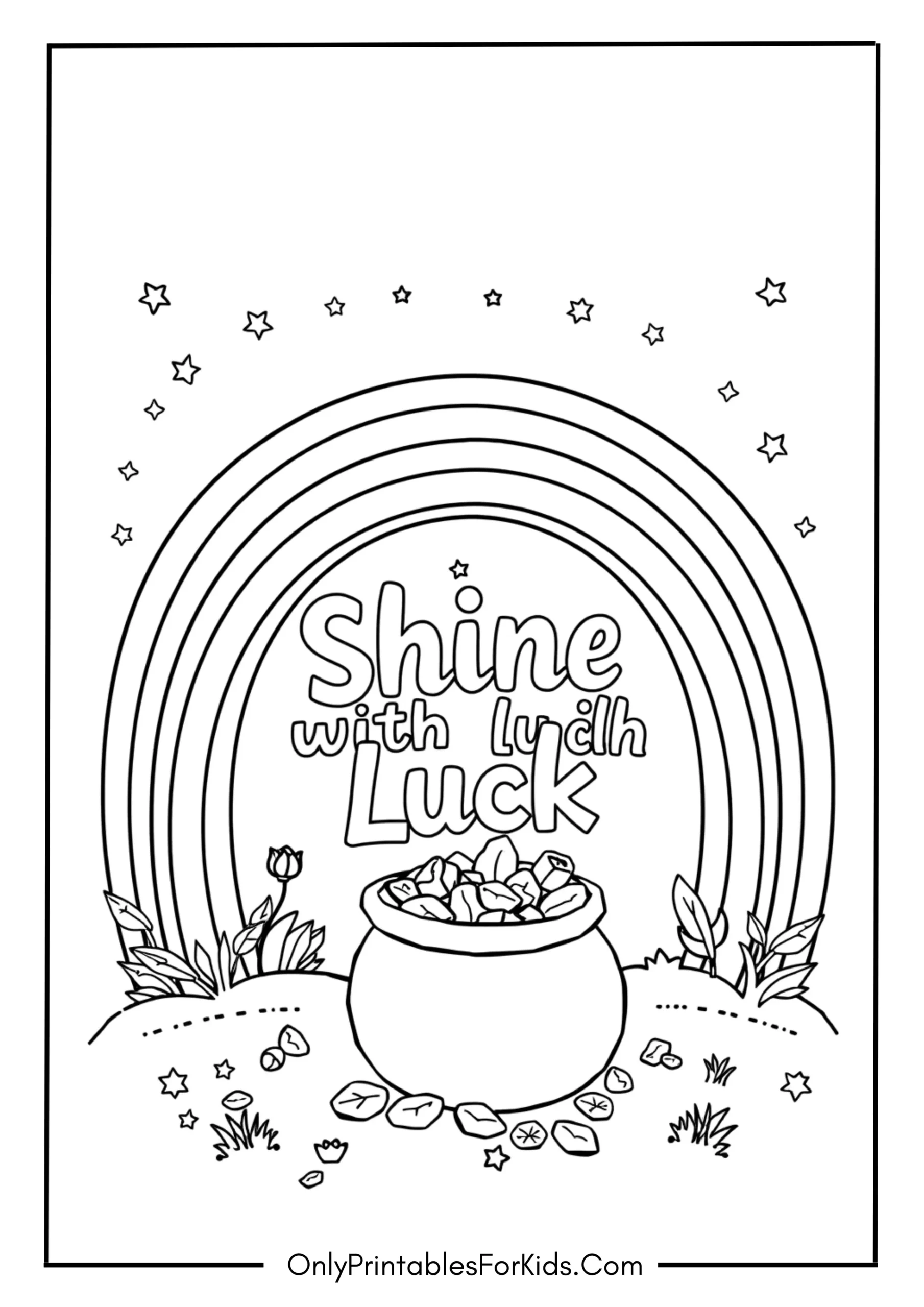 Free St. Patrick’s Day Coloring Pages for Kids 14 Shine with Luck Rainbow Page