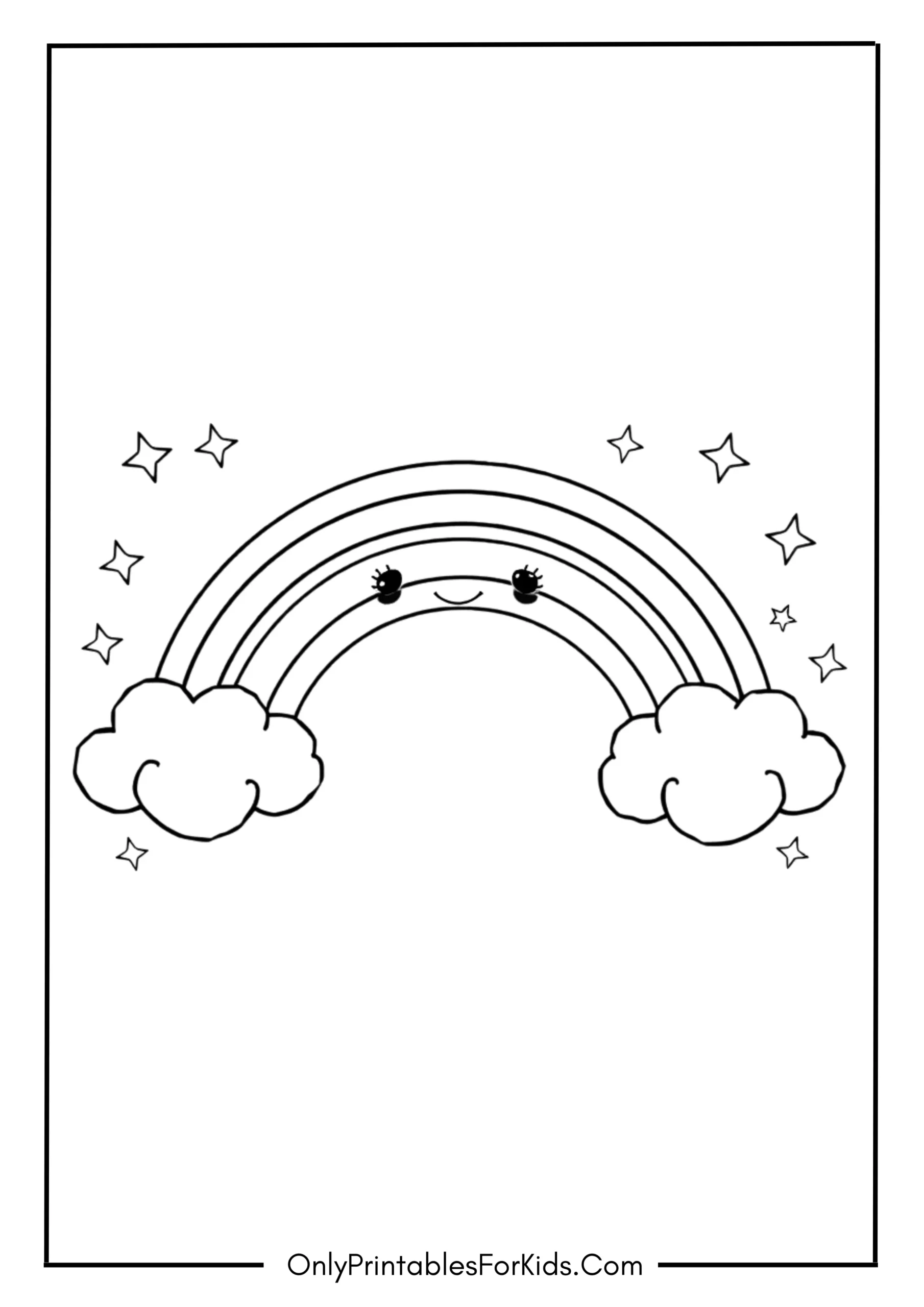 Smiling Rainbow and Happy Clouds