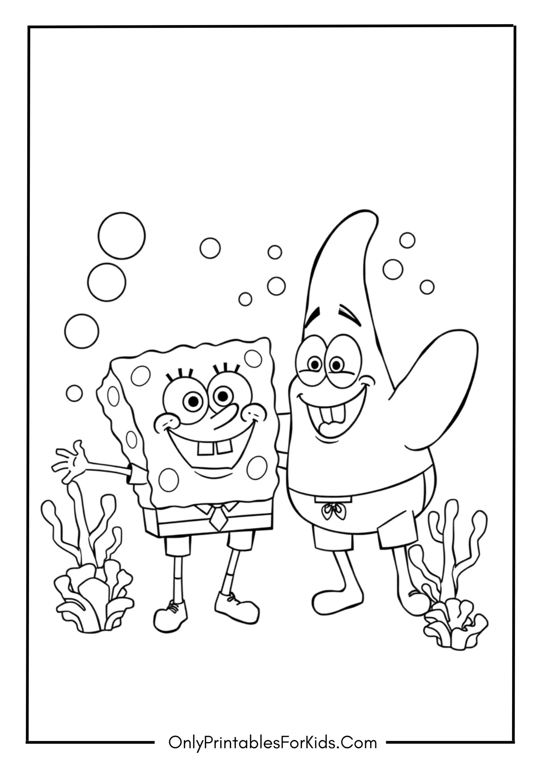 SpongeBob And Patrick Having Fun Coloring Page
