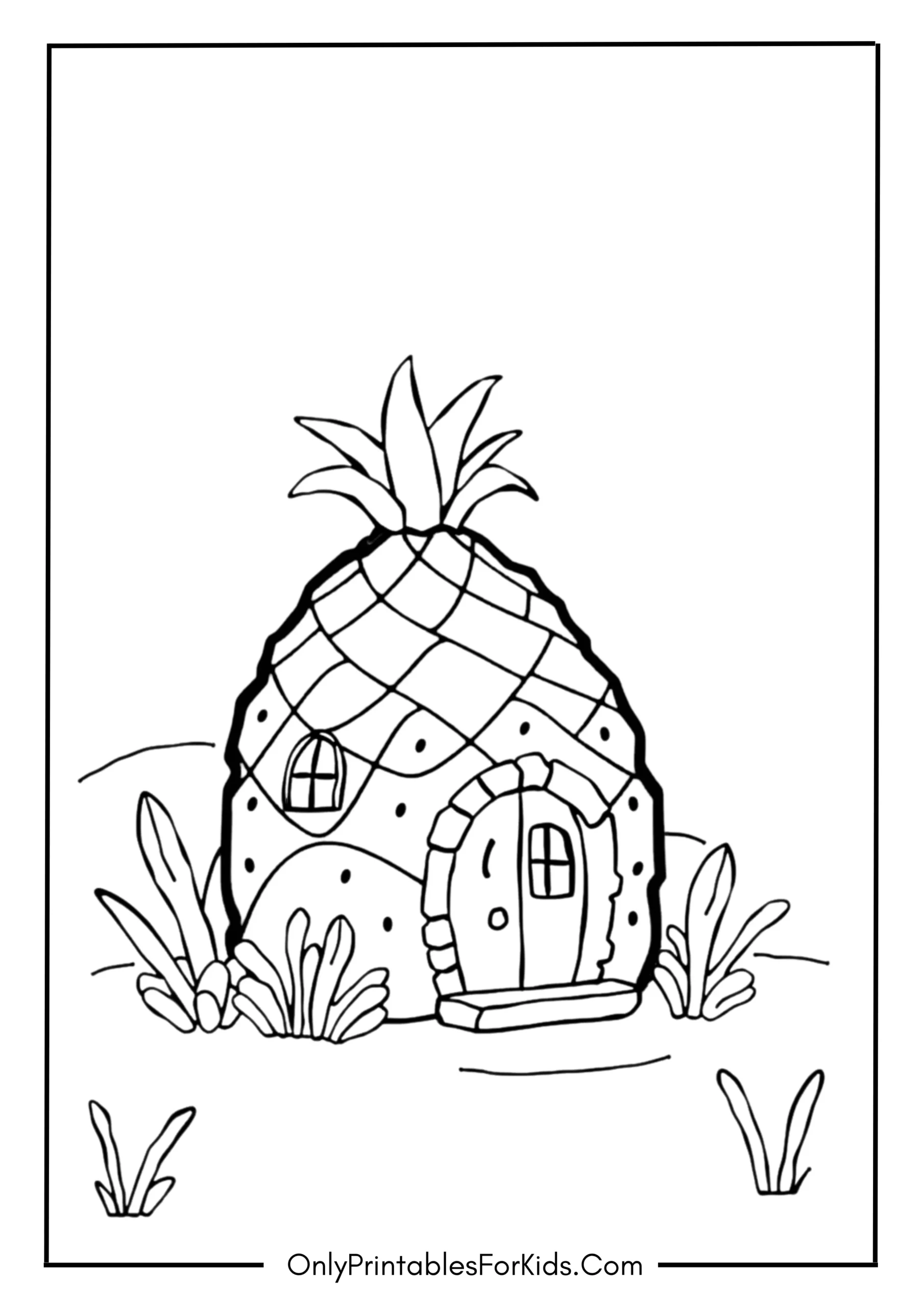 SpongeBob Pineapple House Easy Coloring Sheet