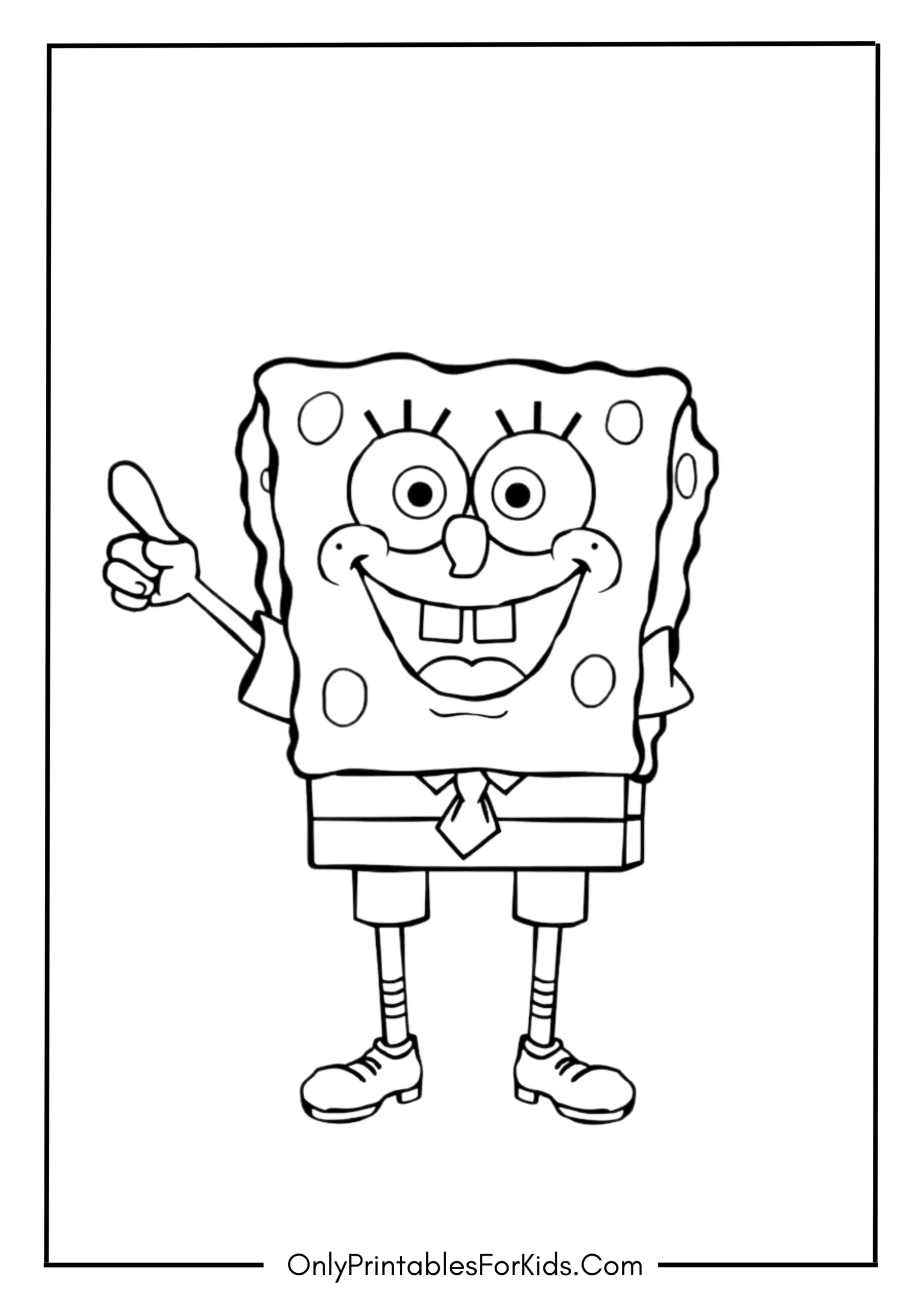 SpongeBob Pointing In Excitement Coloring Page