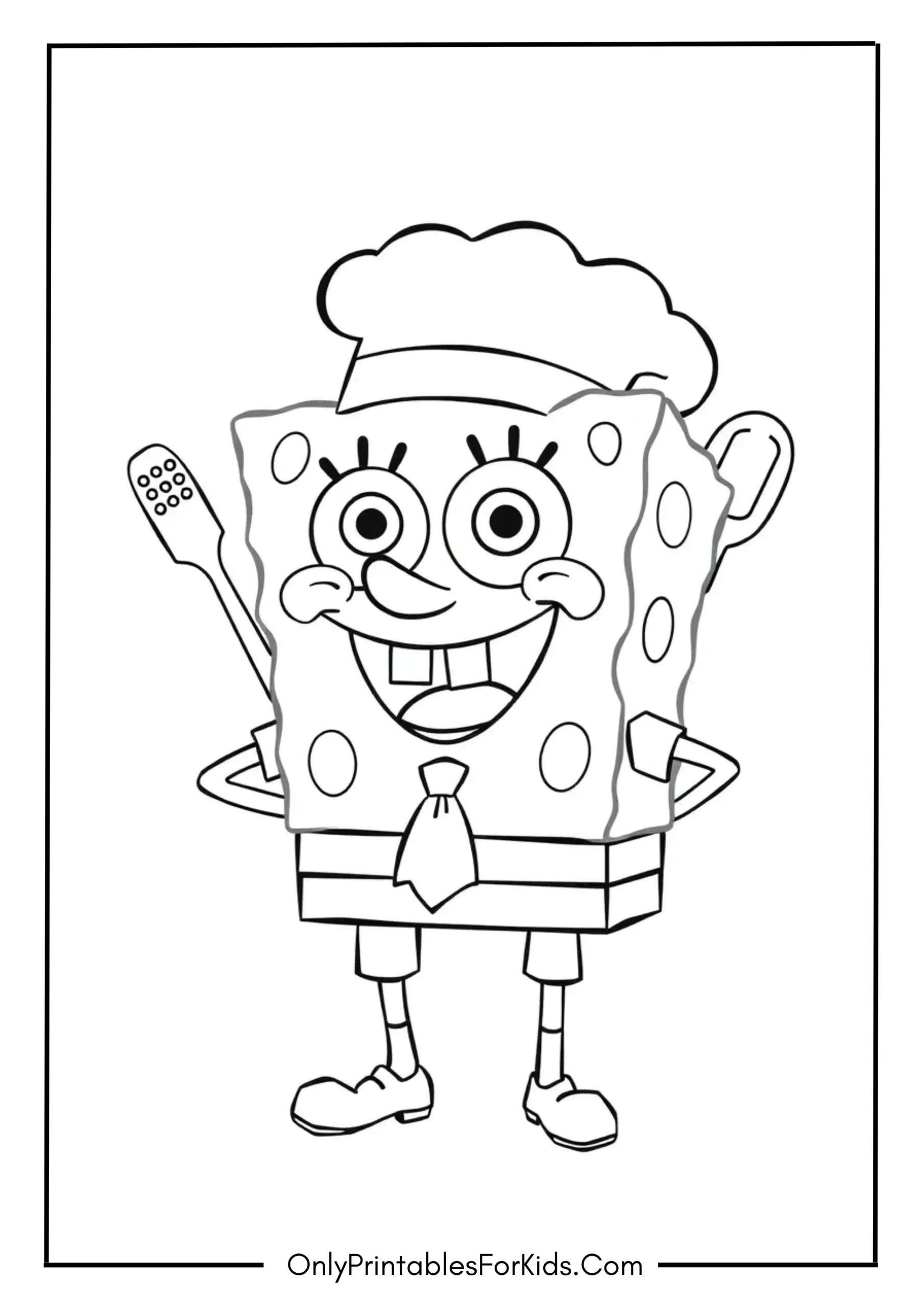 SpongeBob Wearing A Chef Hat Coloring Picture